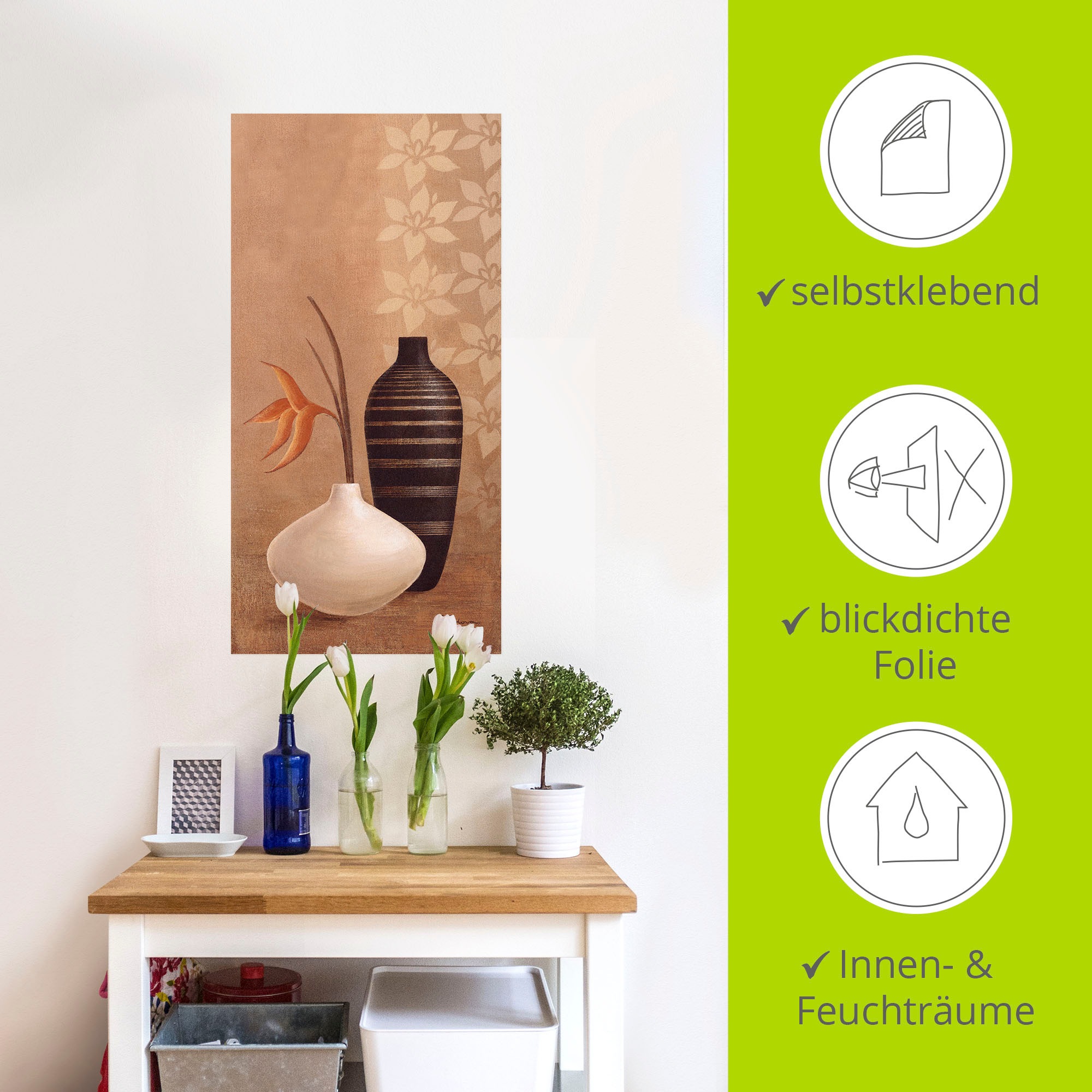 Artland Wandbild »Bauschige Vasen«, Vasen & Töpfe, (1 St.), als Leinwandbild, Poster, Wandaufkleber in verschied. Grössen