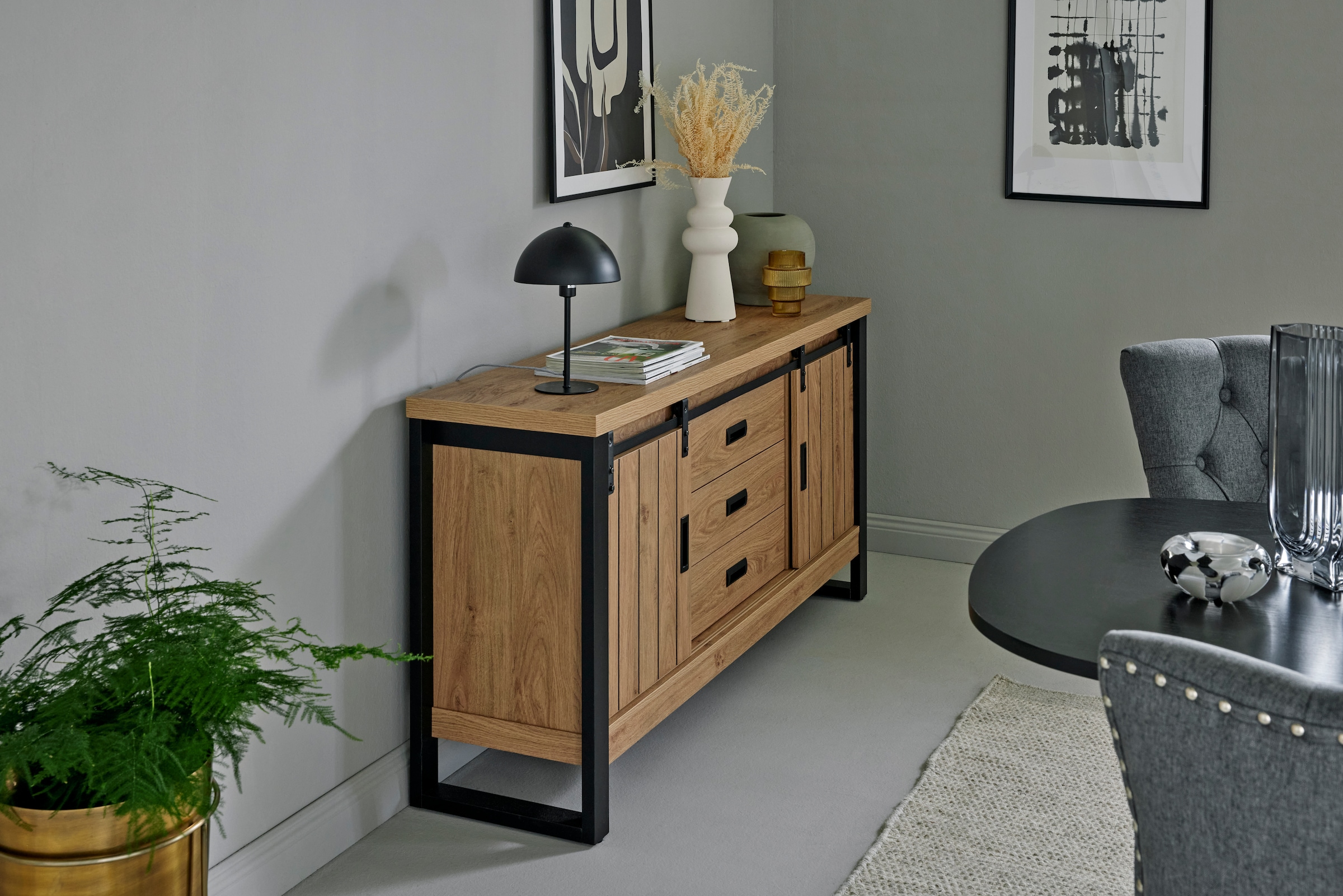 Jahnke Sideboard »SLIDE SBS 150« 1 Stk. tlg. Sideboard mit 2 Schiebetüren, Metallgestell, Breite ca. 150cm