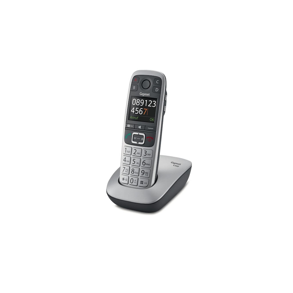 Gigaset Schnurloses DECT-Telefon »E560 Silberfarben Schwarz«