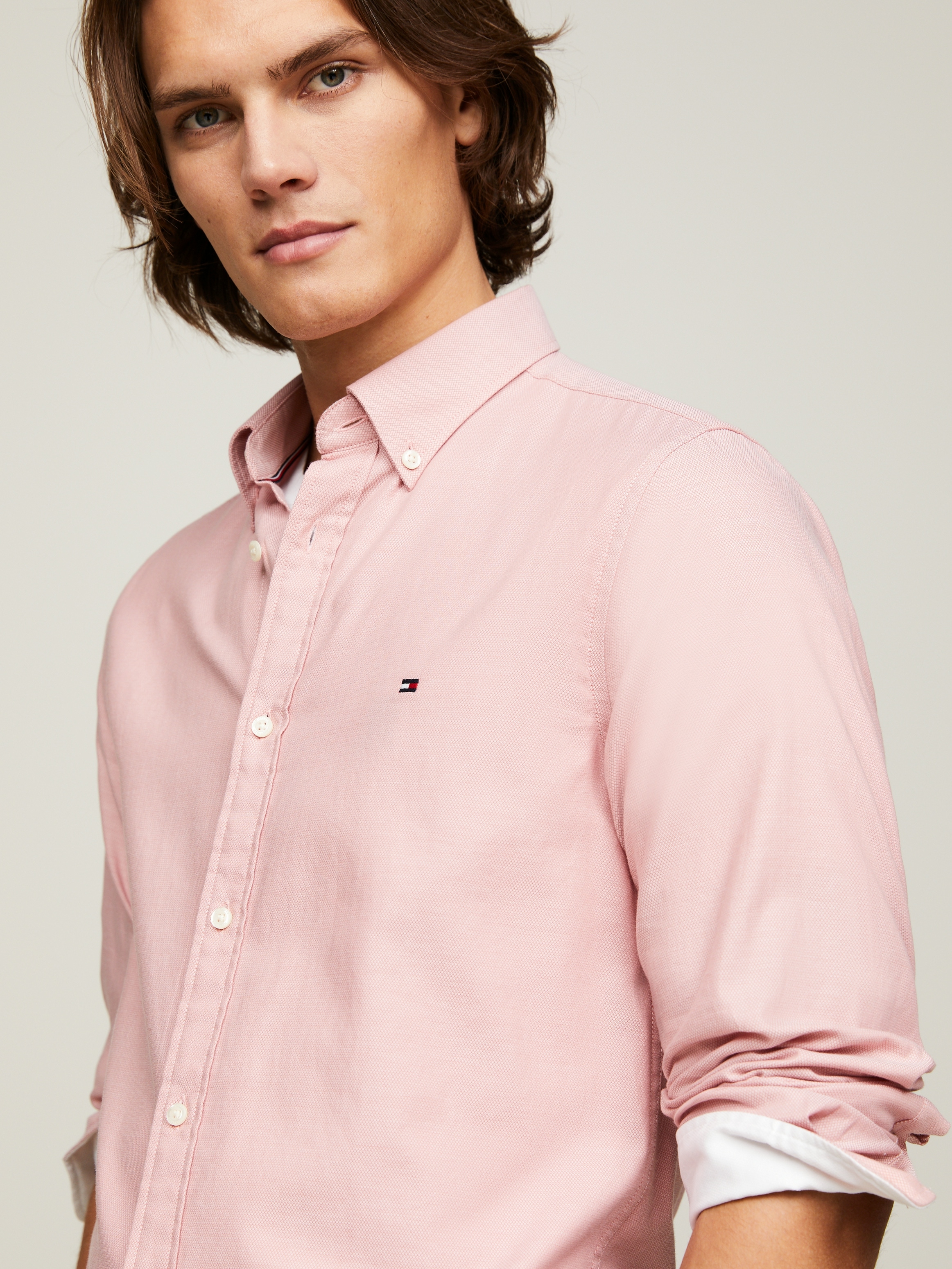 Tommy Hilfiger Langarmhemd »FLEX DOBBY Slim Fit SHIRT« mit Knopfleiste