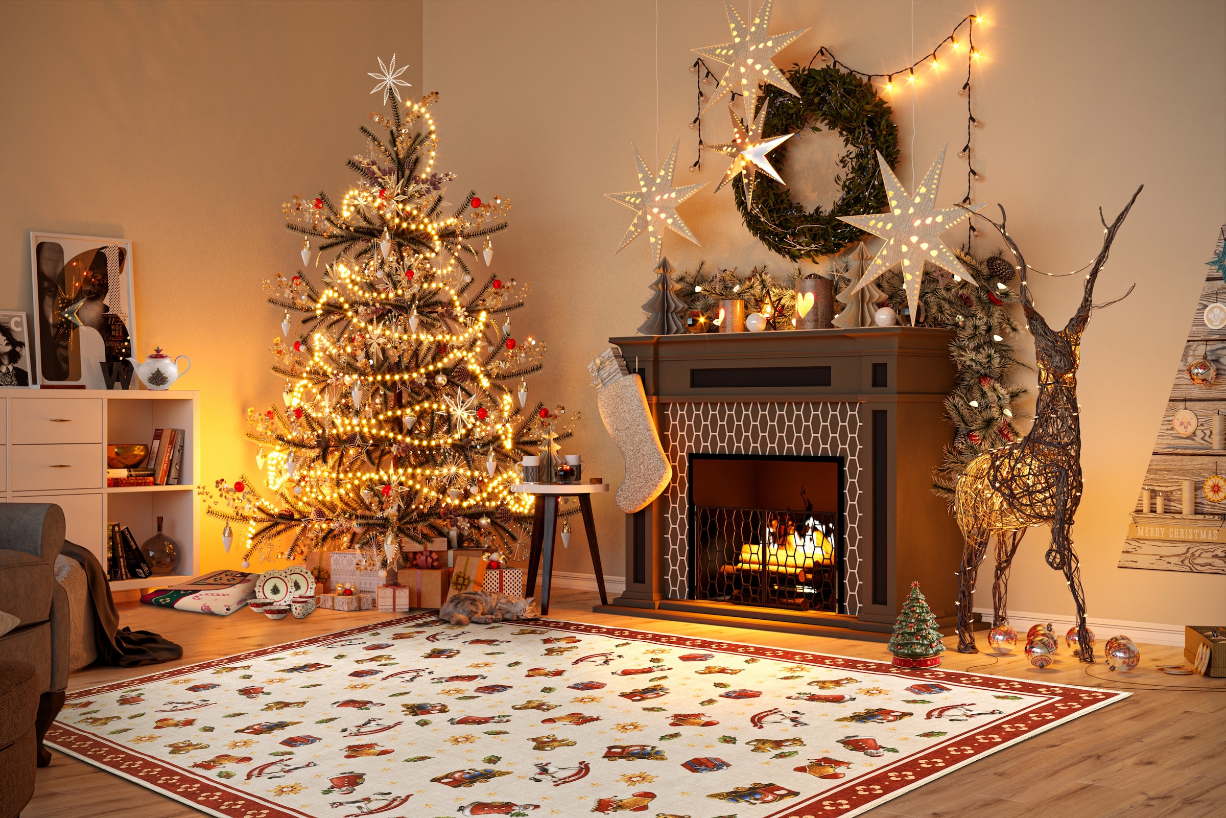 Villeroy & Boch Teppich »Nostalgic Toy's Delight, eckig, rund und Läufer«, rechteckig, 3 mm Höhe, Weihnachten, Wohnzimmer, Flur, Geschenk, Toys Delight, Dekoration