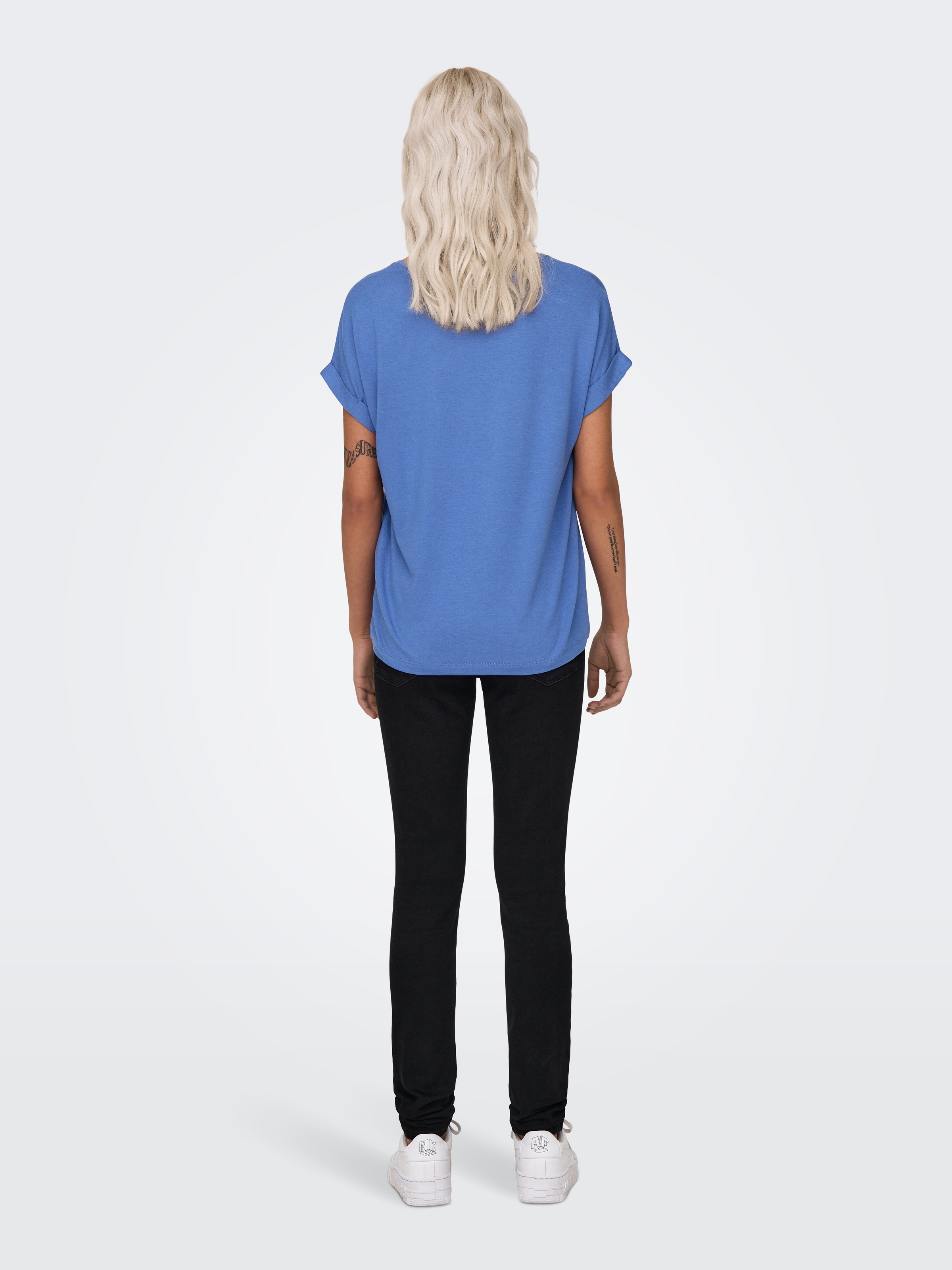 ONLY T-shirt »ONLMOSTER – Kurzarmshirt mit Aufschlag und klassischem Look« mélange viscose, coupe régulière