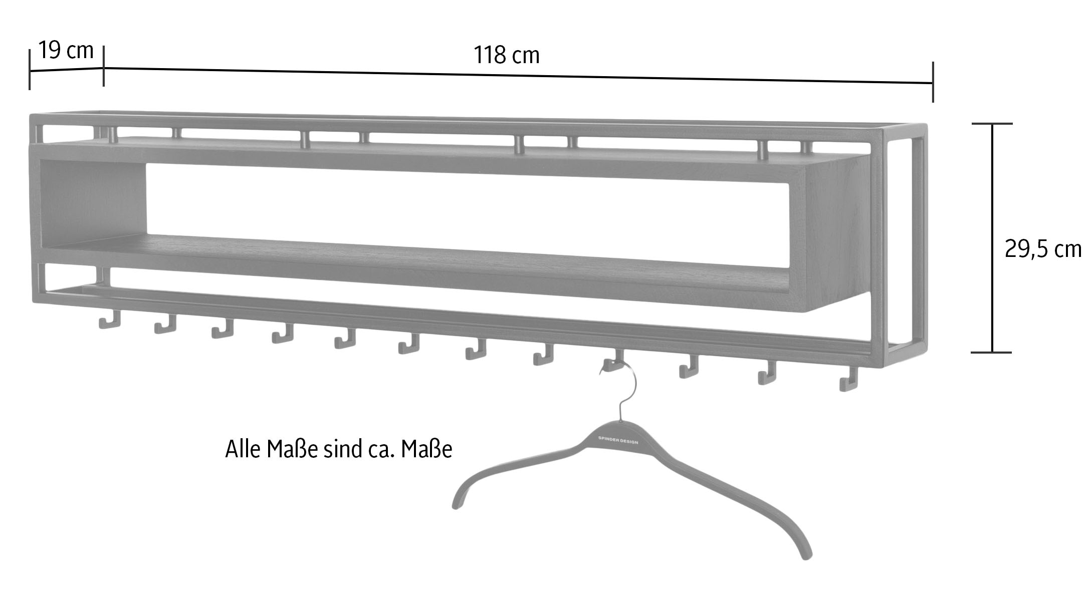 Spinder Design Garderobenleiste Metall, Breite 120 cm