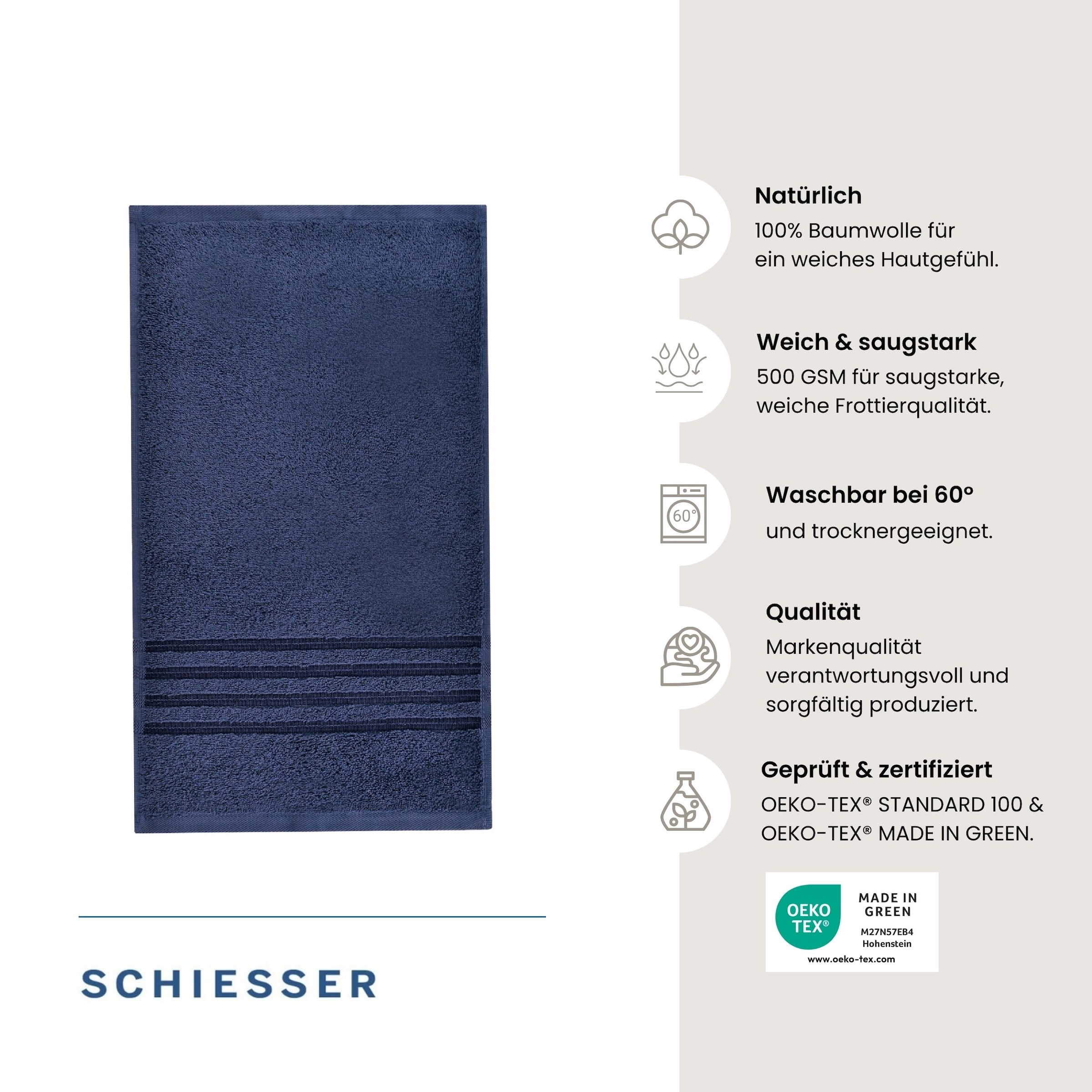 Schiesser Gaestehandtuecher »Milano aus 100% Baumwolle mit eleganter Bordüre in Hoch-Tief-Optik« OEKO-TEX® MADE IN GREEN