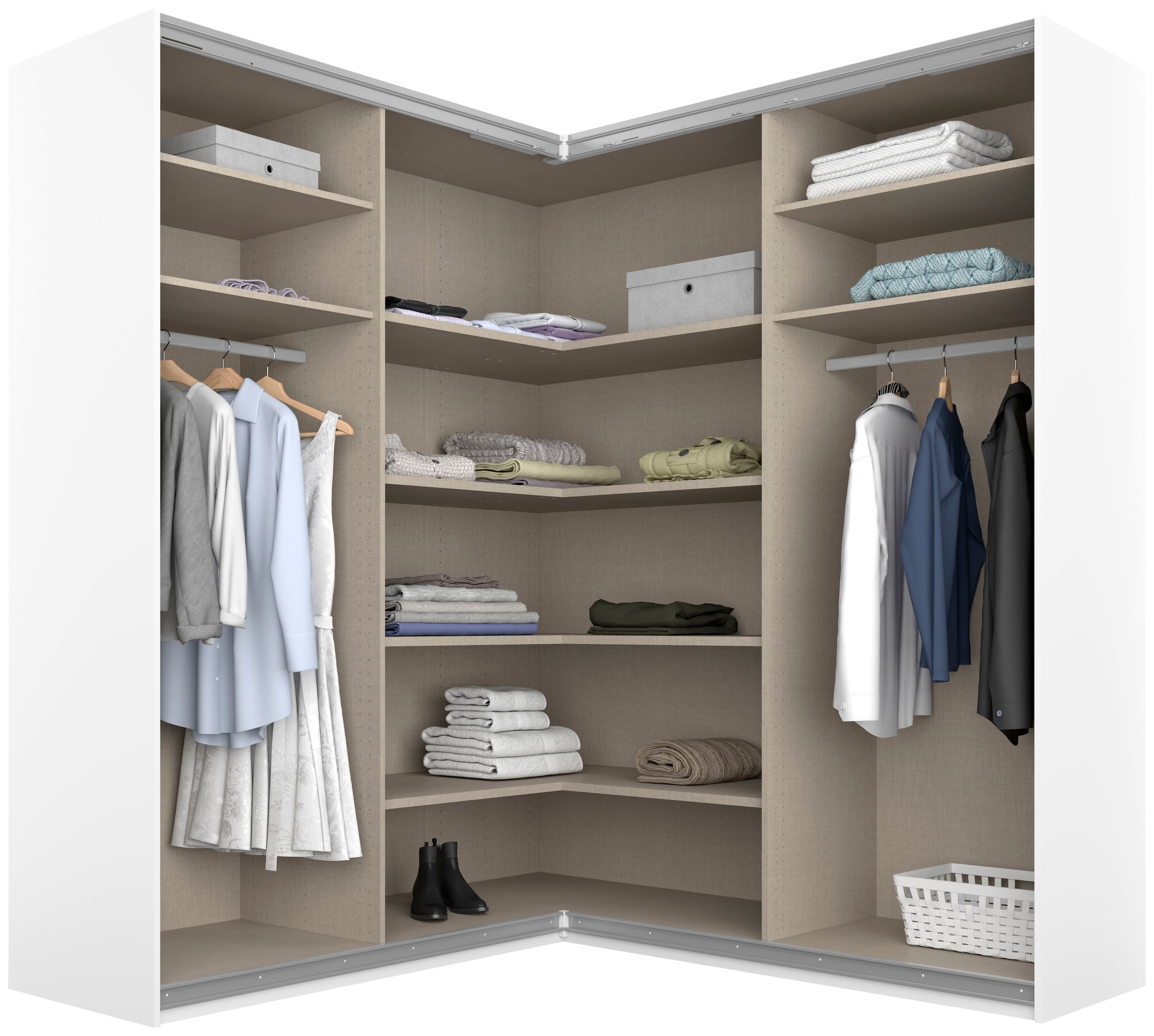 rauch »Schrank Garderobe Eckkleiderschrank QUADRA Front in Dekor/Hochglanz« in den Höhen 210/229 cm, inkl. Soft-Close-Funktion,  grosser Eckschrank mit viel Stauraum, Mass 181x187 cm MADE IN GERMANY