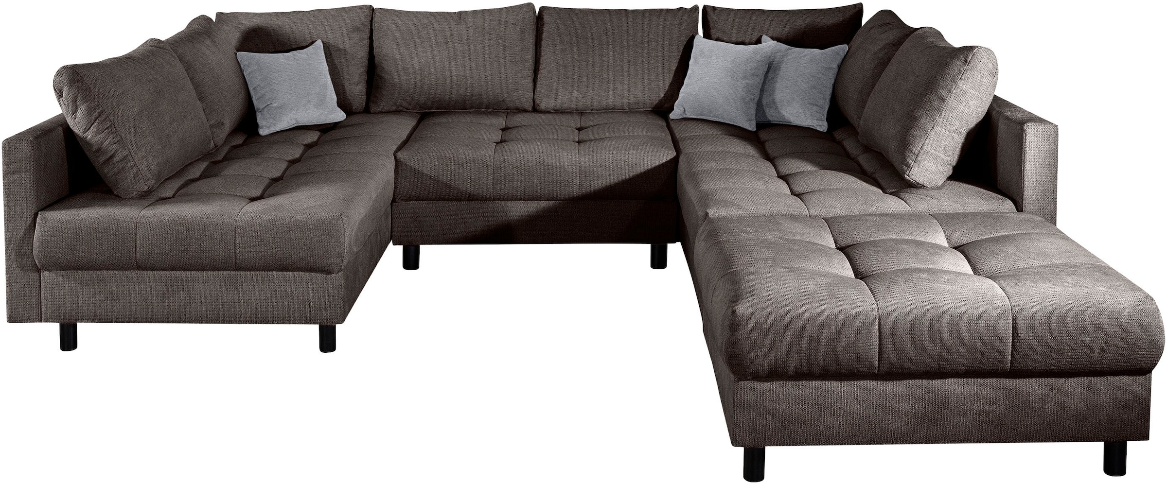 COLLECTION AB Wohnlandschaft »Toni U-Form, B: 298 cm, XXL-Liegefläche 282x178 cm mit Hocker« Set: Sofa & Hocker, 3 Zierkissen, Federkern