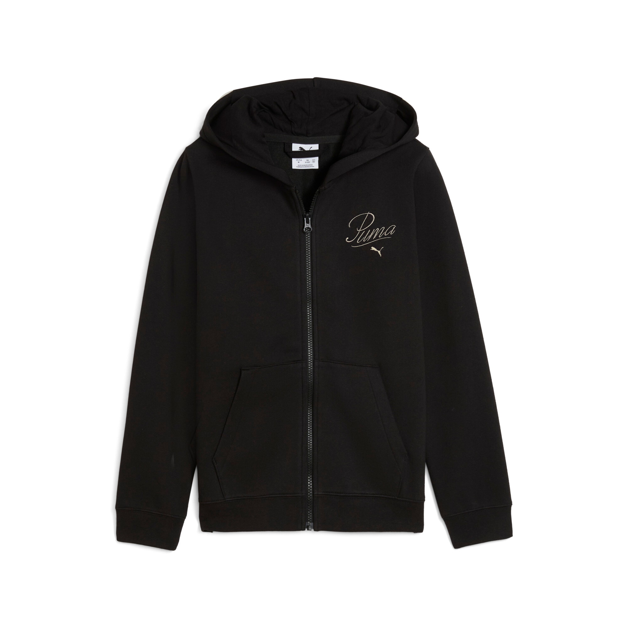 Image of PUMA Kapuzensweatshirt "ESS SCRIPT FULL-ZIP HOODIE FL G", mit Kapuze, mit Kängurutasche, mit Logodruck, Regular Fit