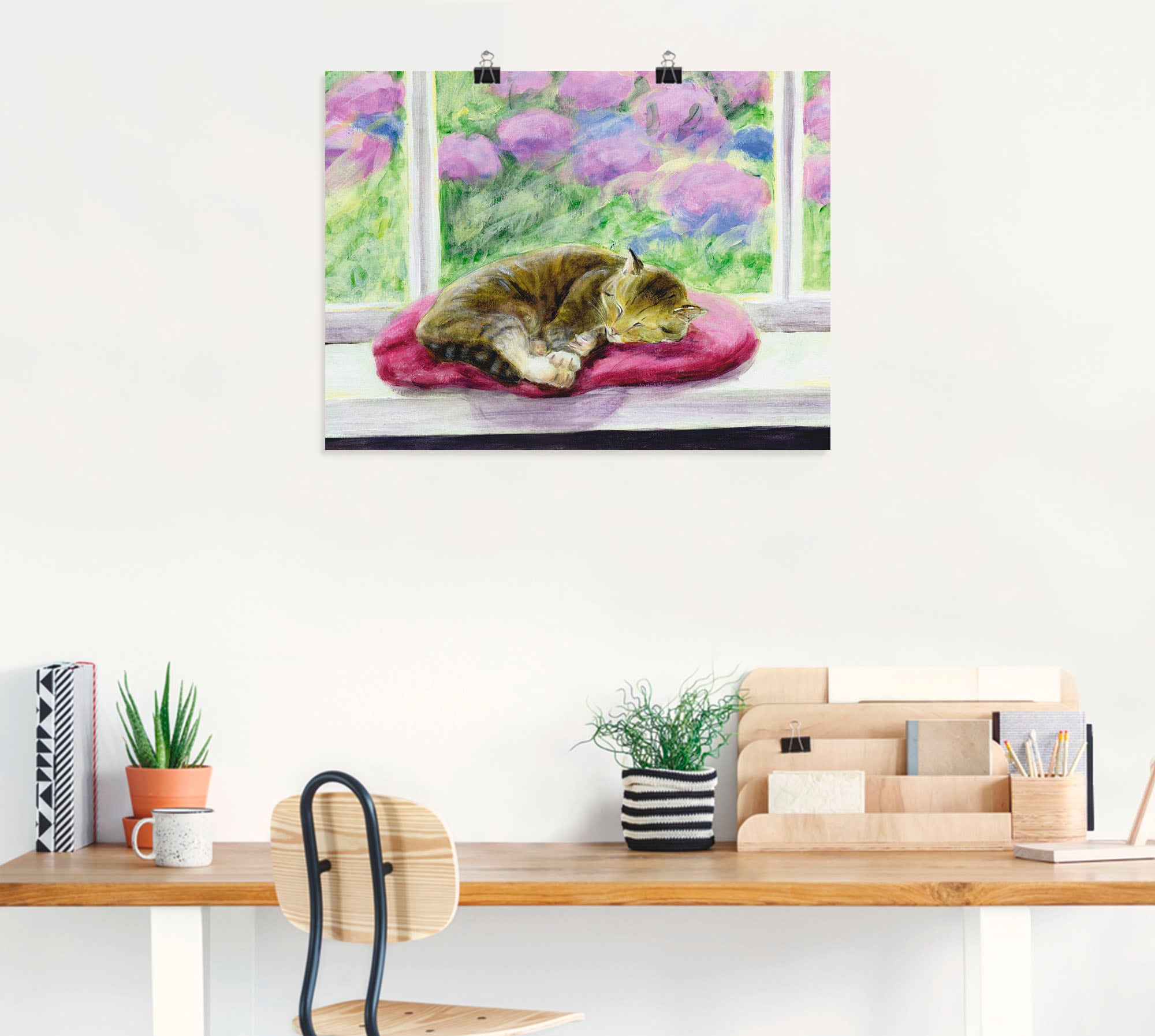 Artland Wandbild »Katze auf Gartenfensterbank«, Haustiere, (1 St.), als Poster, Wandaufkleber in verschied. Grössen