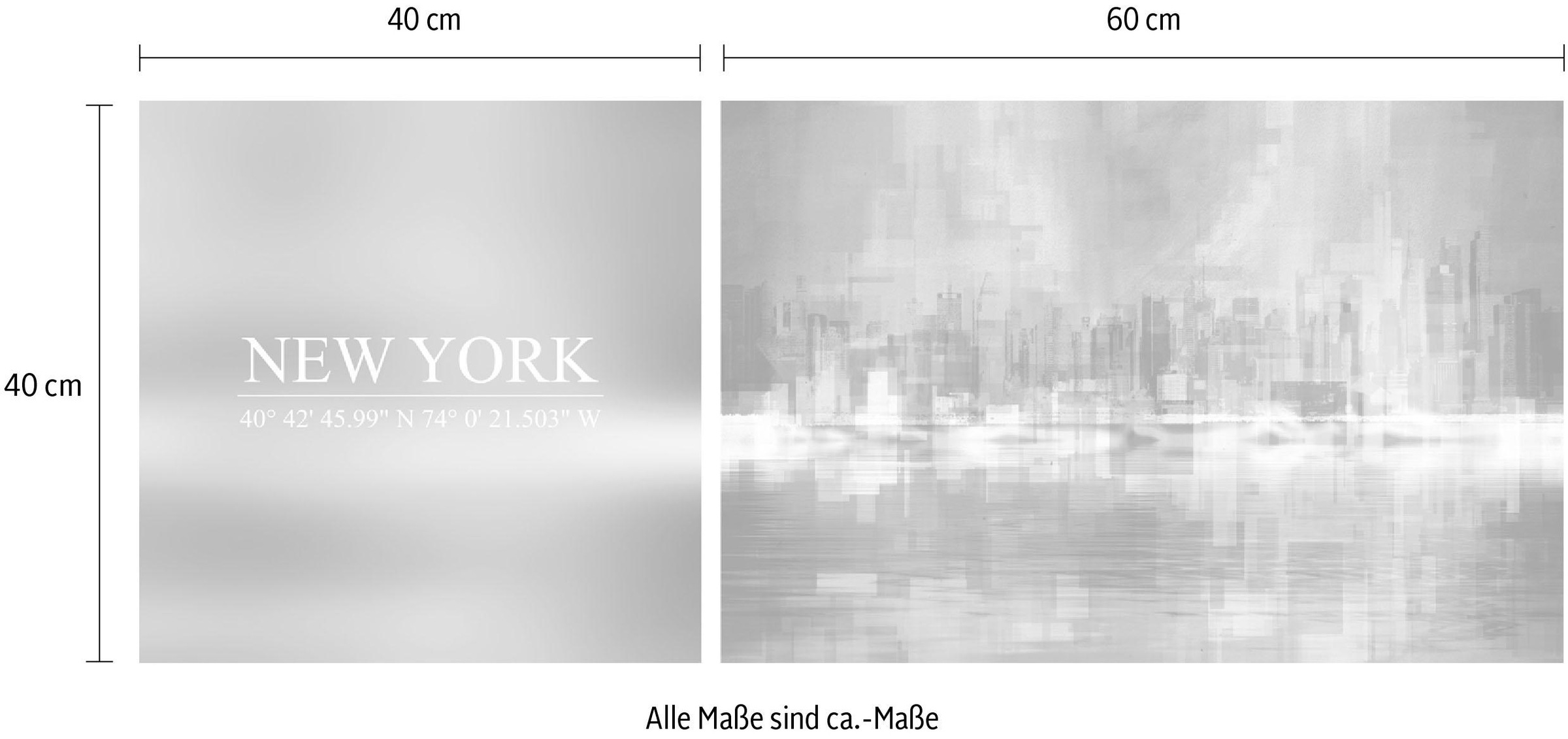 queence Tableau sur toile »New York« Set,  Premium-Leinwandstoff, Handarbeit aus Deutschland, Spruch, 2er Set