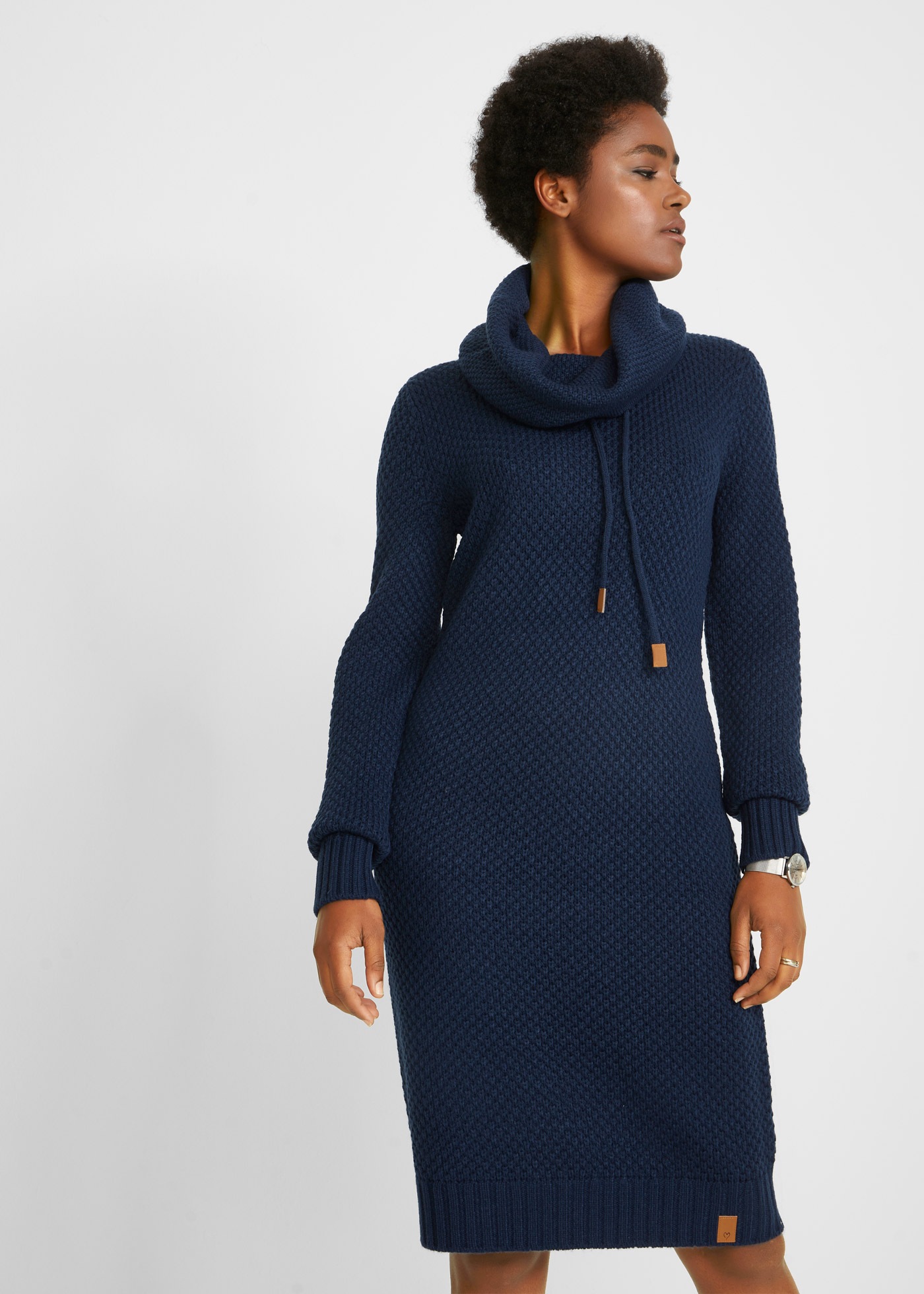Image of bonprix Strickkleid "Strickkleid mit Schalkragen" für vielseitige Anlässe, aus Polyacryl, schmale Passform