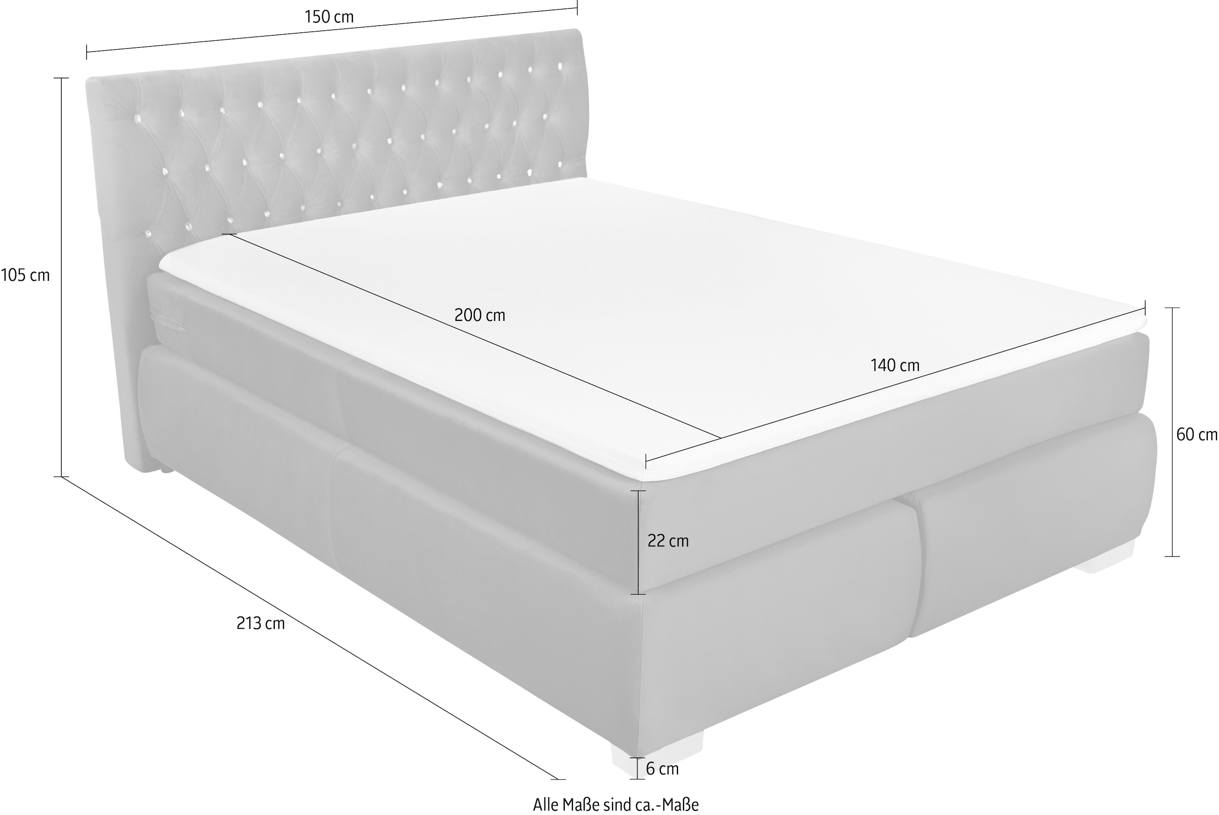 Leonique Boxspringbett »Rumba«, Taschenfederkern-Matratze in Härtegrad 3, in 4 Breiten, incl. Topper