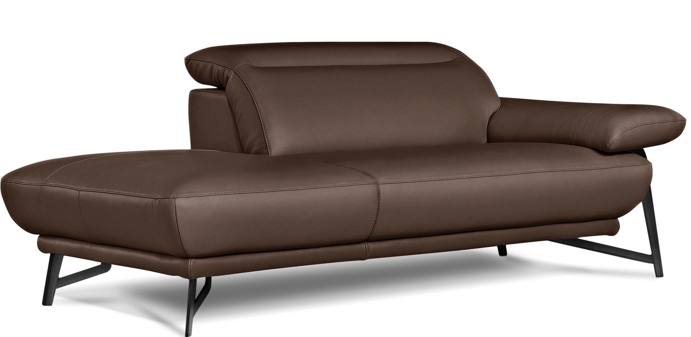 Egoitaliano Ottomane »Anais, erstklassiges Designsofa, Breite 179 cm, Fussfarbe schattengrau«, Kopfteil verstellbar, Leder BULL, chocolate