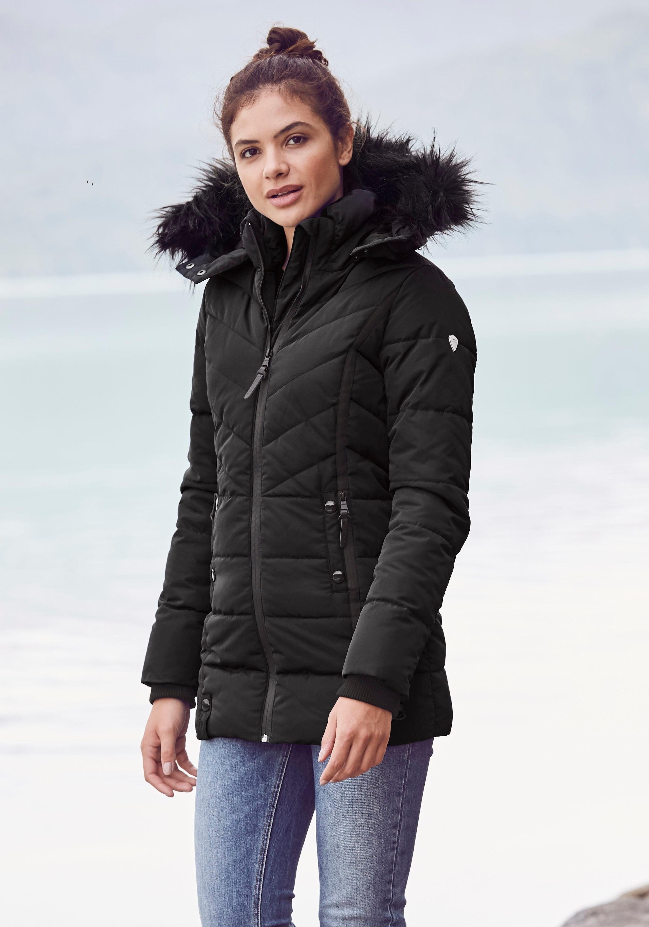 Image of ALPENBLITZ Winterjacke "Pistenglück" mit Kapuze leichtes Webmaterial, sportlicher Stil, figurumspielender Schnitt