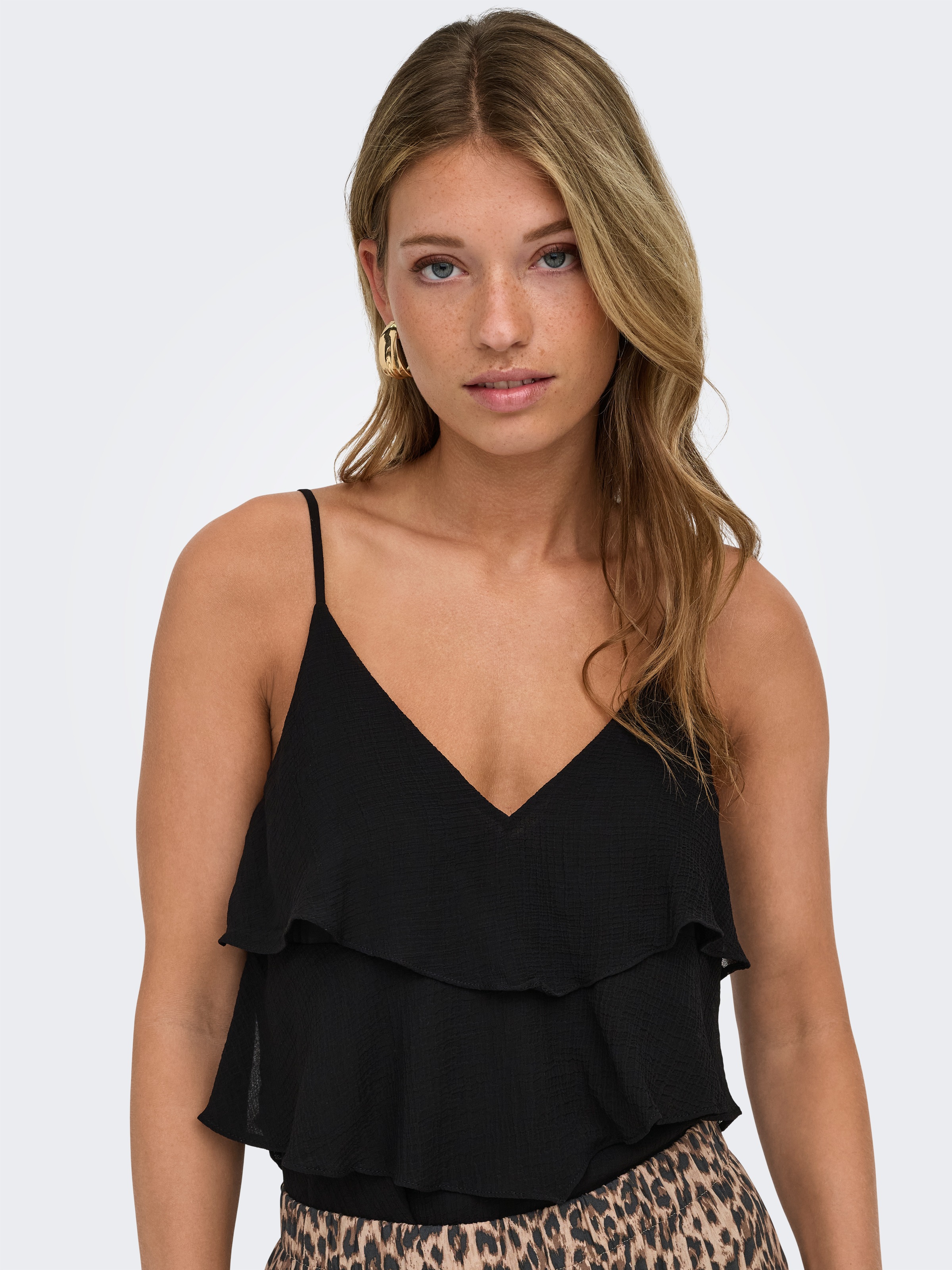ONLY Trägertop »ONLLINN LIFE FLOUNCE SINGLET WVN NOOS« Kunstfaser, regular fit