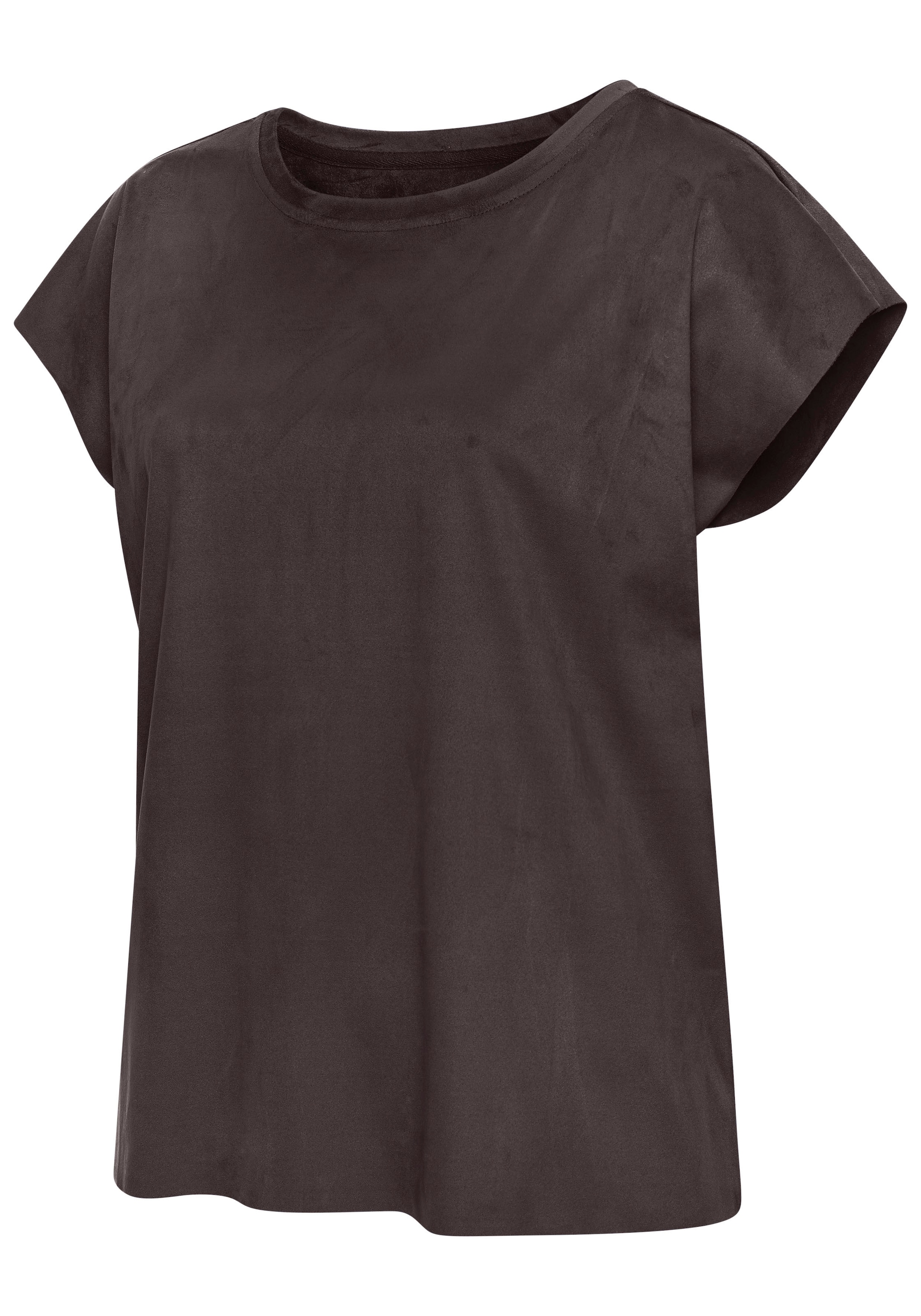 French Connection T-Shirt aus Veloursleder-Imitat mit kleiner Stickerei, Loungewear