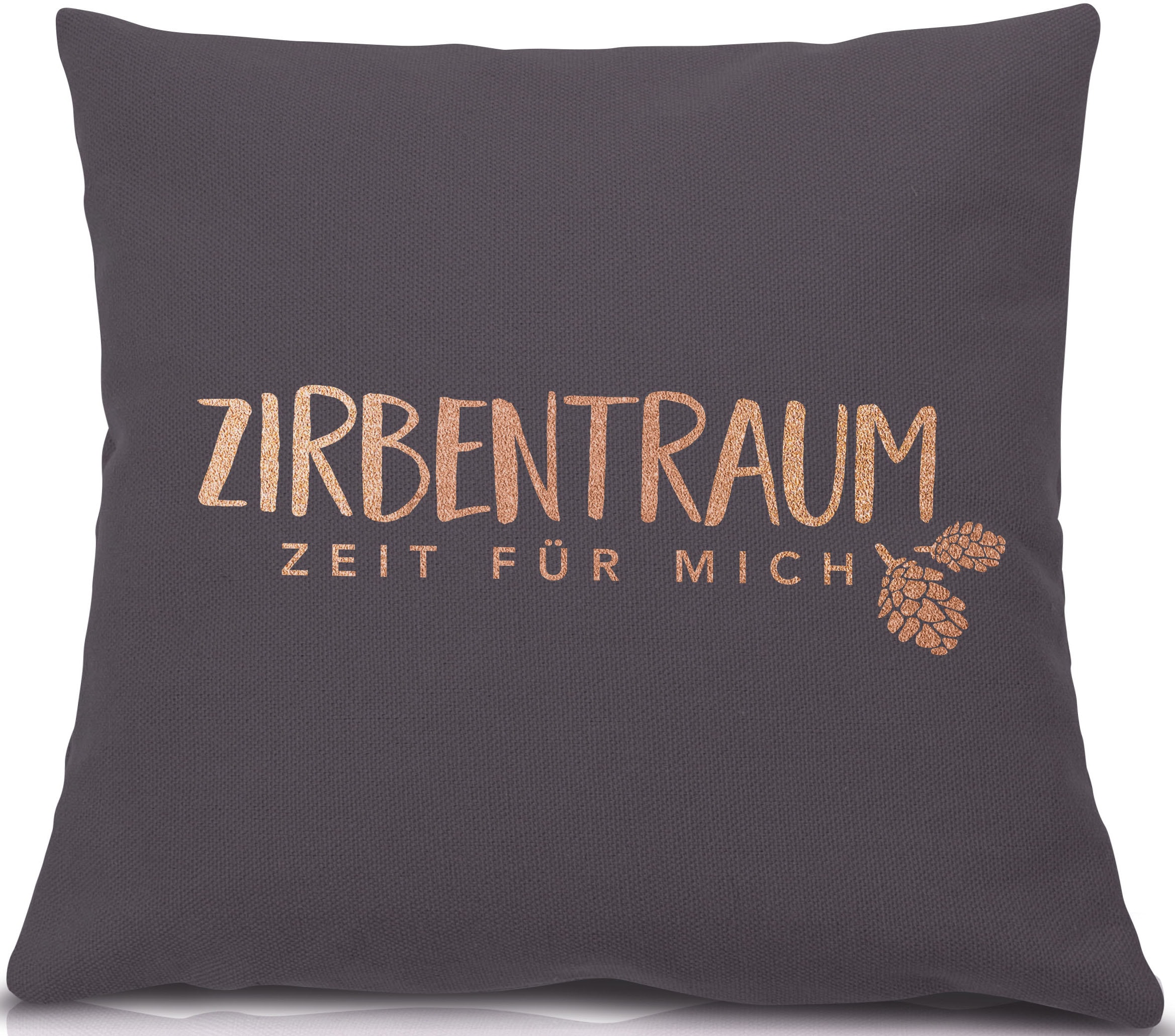 herbalind Zirbenkissen »Zirbentraum in Violett/Roségoldfarben 40x40 mit Reissverschluss - Gefüllt«, (1 tlg.), mit hochwertigen Zirbenholzflocken 100% Baumwolle - Made in Germany