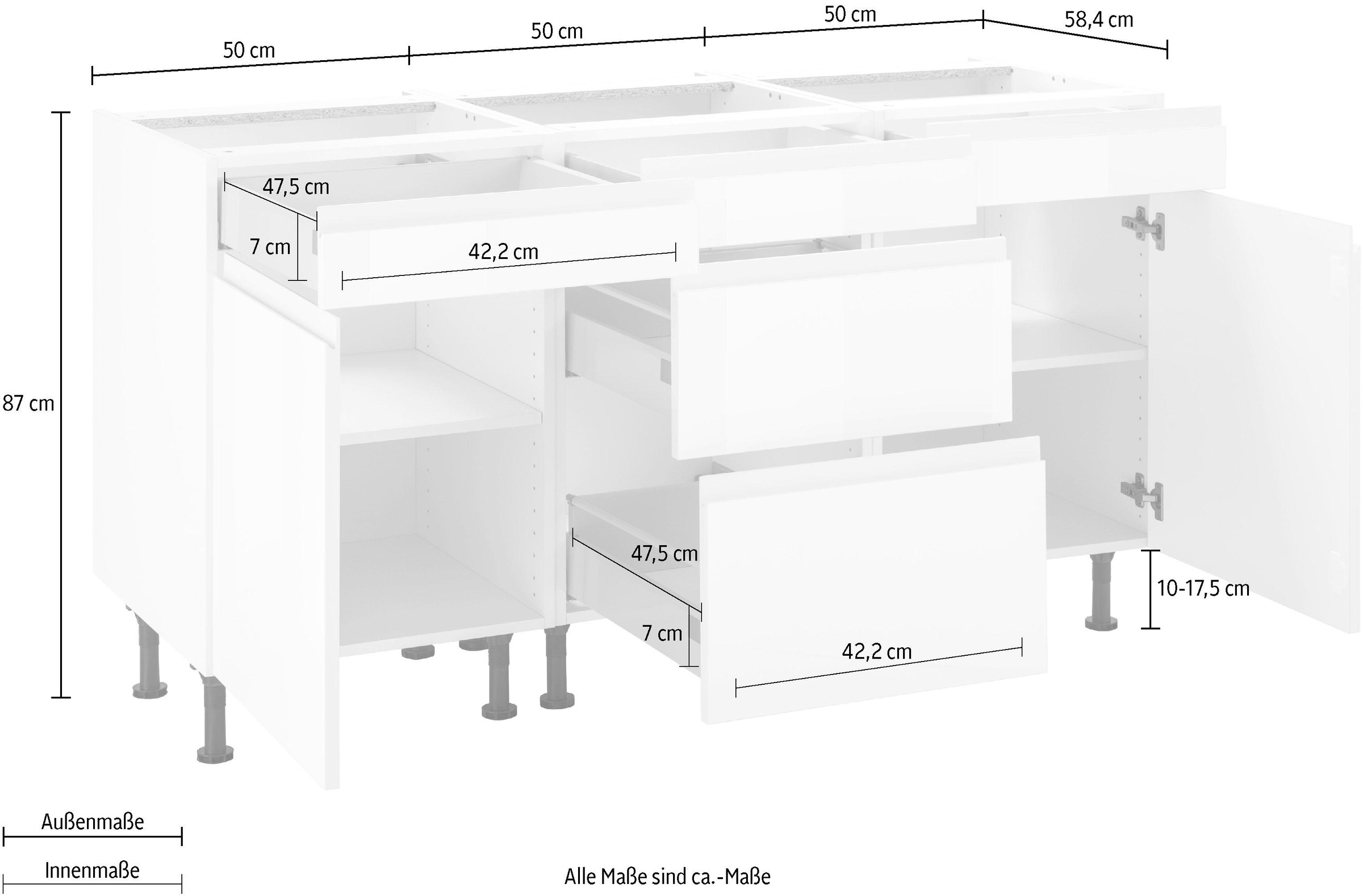 OPTIFIT Unterschrank »Avio«, Hochglanz-Fronten und höhenverstellbare Füsse,  Breite 150 cm bequem kaufen