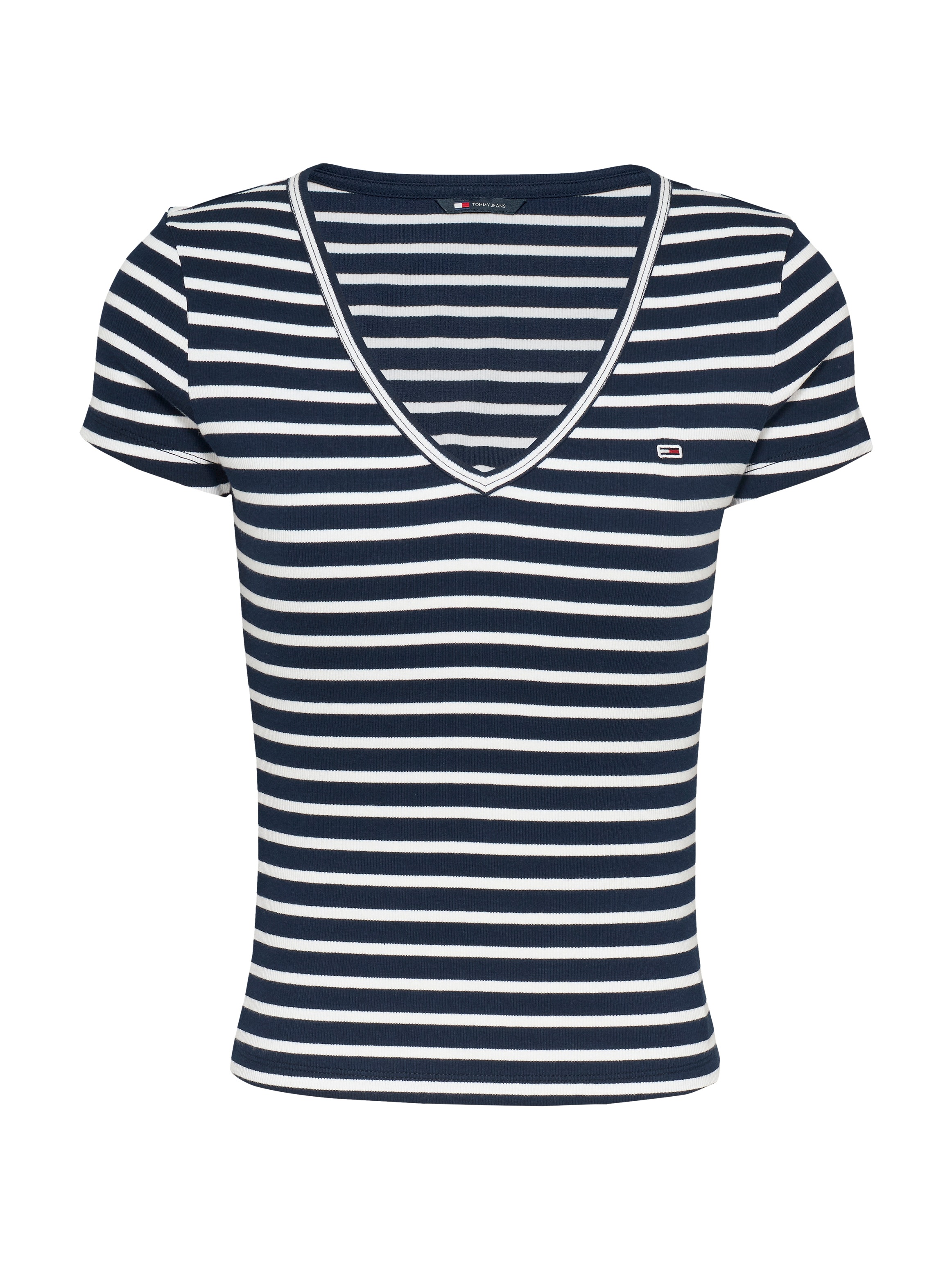 Tommy Jeans Kurzarmshirt »TJW SLIM ESSENTIAL RIB V SS«, in gerippter Struktur