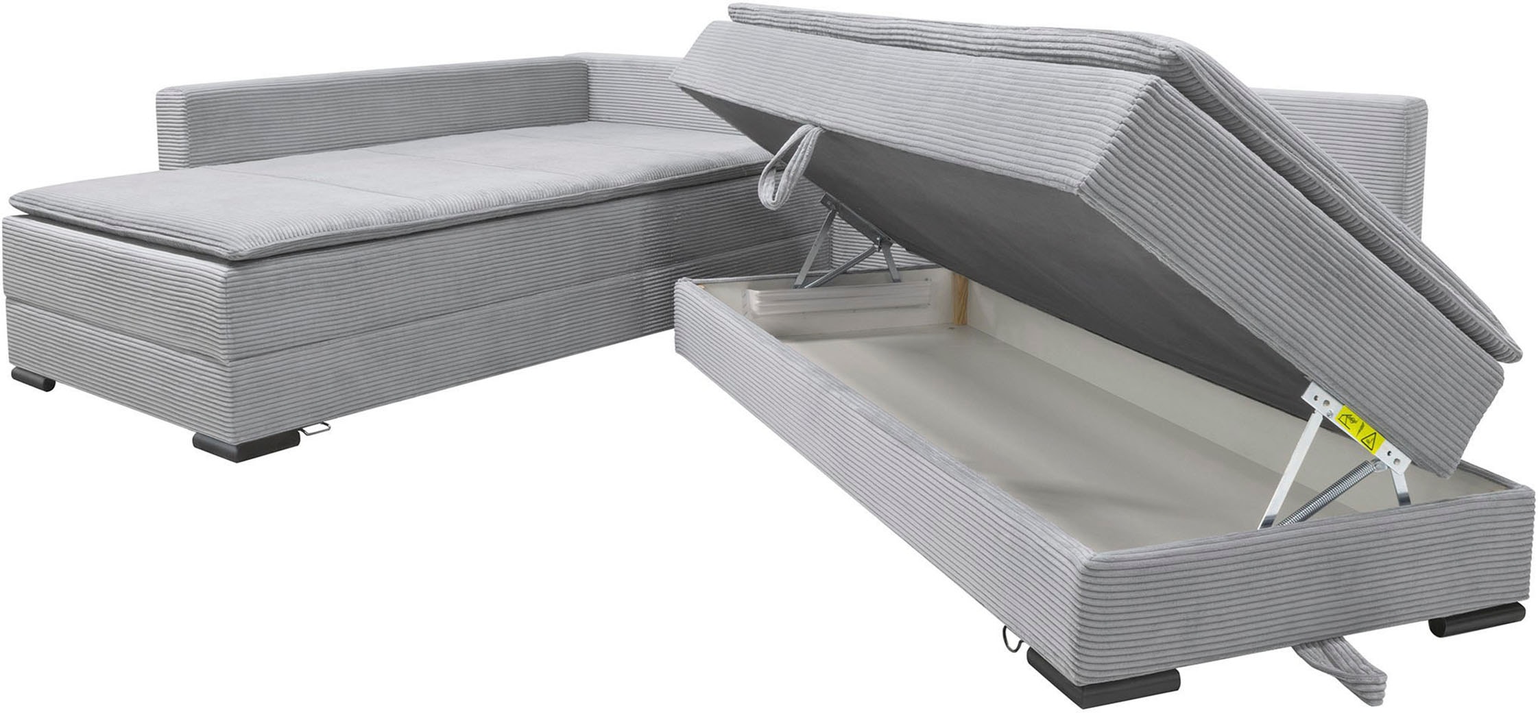 Home affaire Ecksofa »Night & Day L-Form, B: 321 cm, mit Dauer-Schlaffunktion 180x200 cm« Bettfunktion, Bettkasten, Topper & 3 Zierkissen, Boxspringbett in Cord