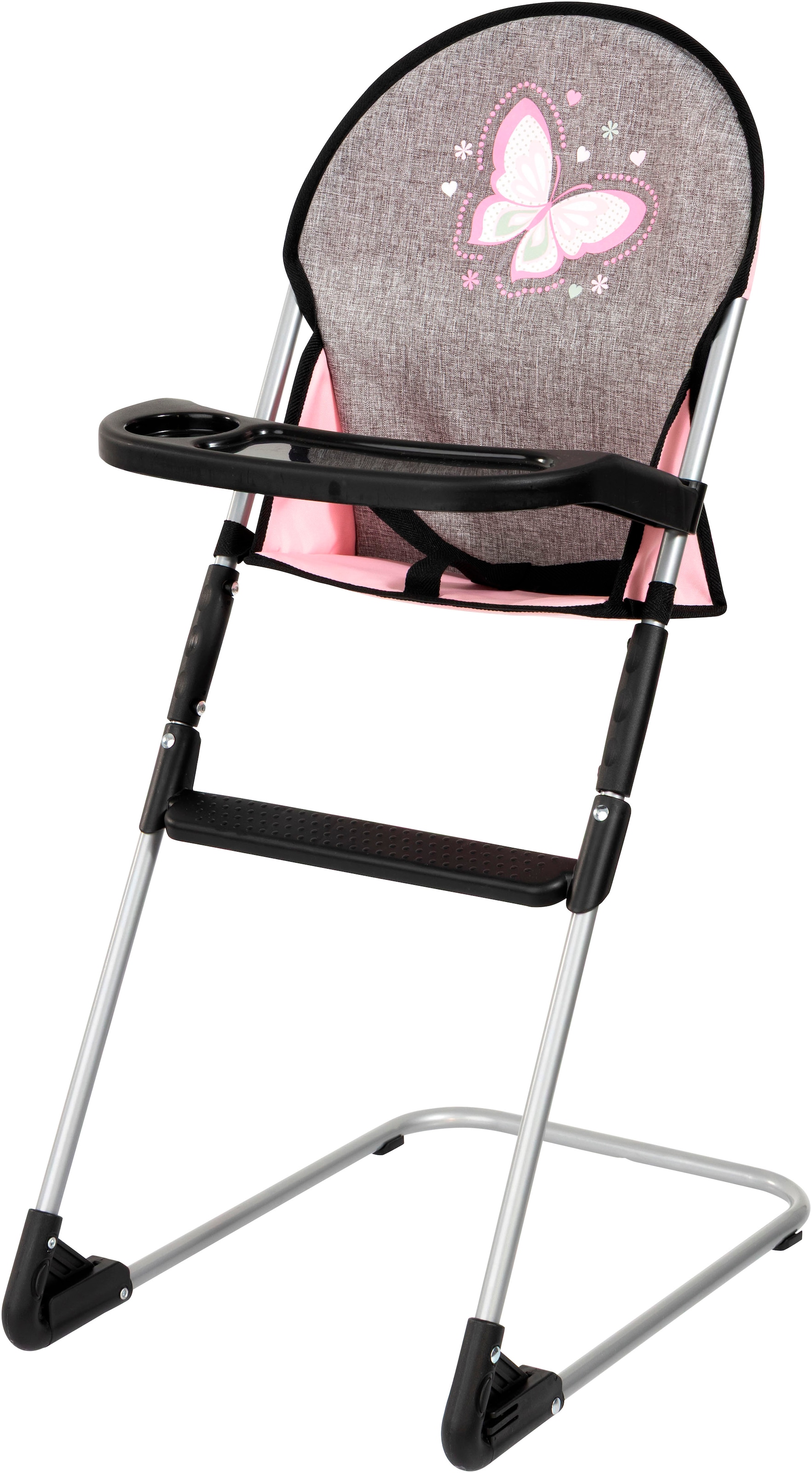 Bayer Puppenbett »Puppen-Reisebett« inklusive Hochstuhl, Tasche, Teller, Trinkbecher, Besteck u. Schnuller