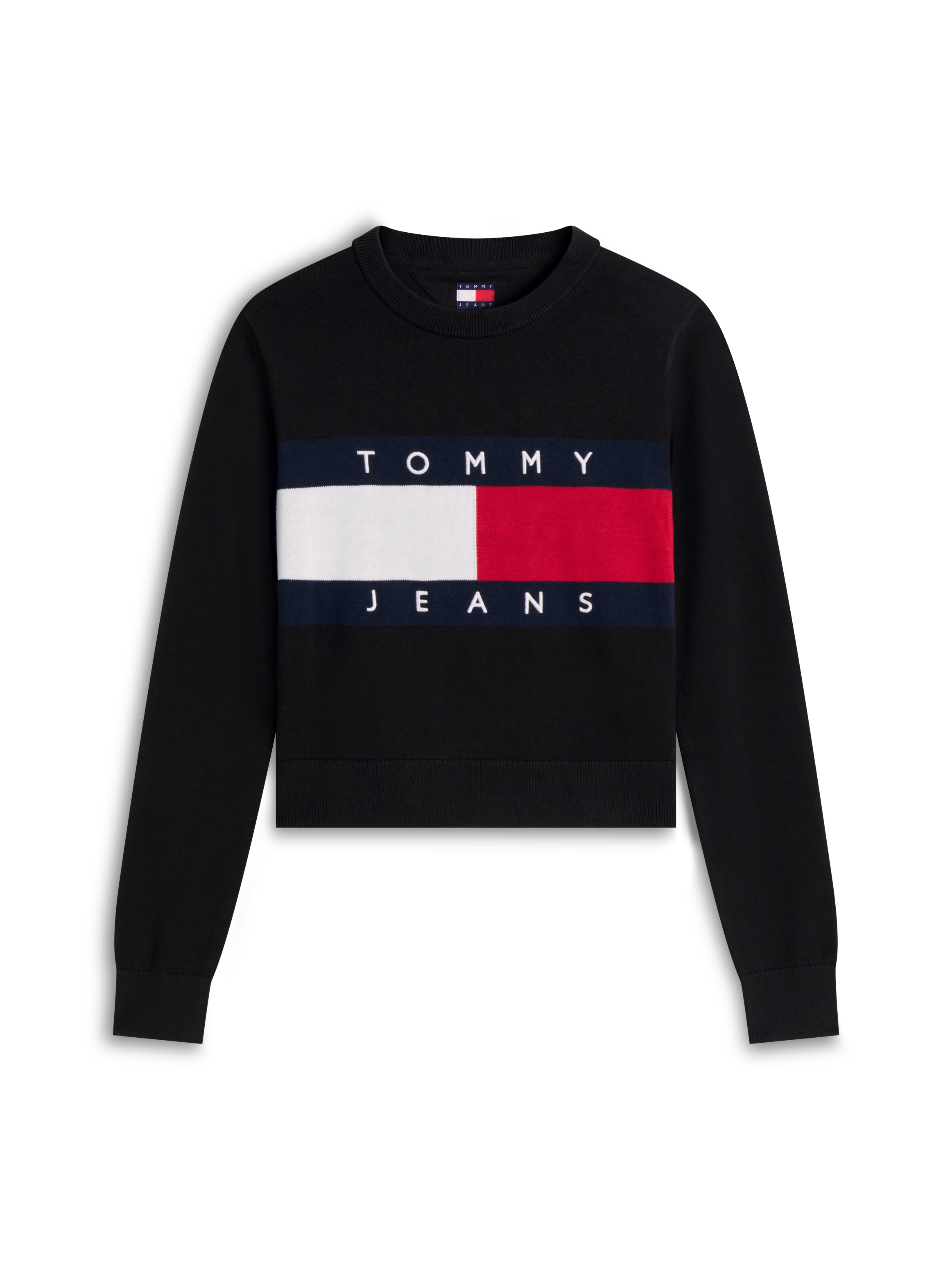 Tommy Jeans Rundhalspullover »TJW FLAG CREW NECK SWEATER EXT« Baumwolle, Flag Strickmuster
