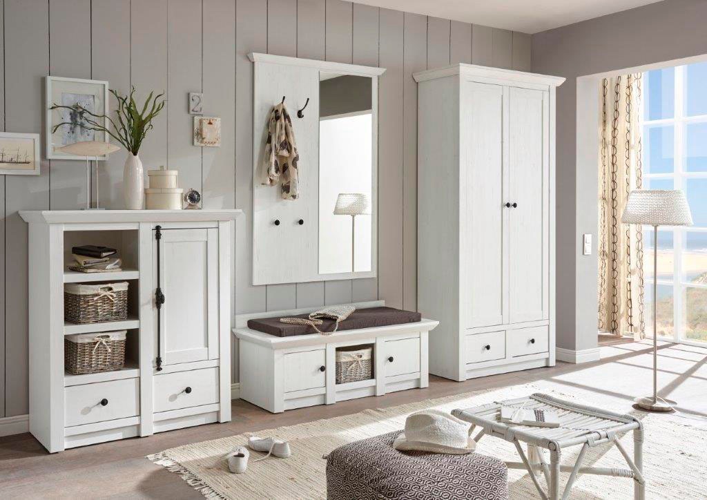 Image of Home affaire Garderoben-Set »California«, (4 St., 4 teiliges Set bestehend ausGarderobenschrank, Sitzbank, Paneel mit Spiegel und Kommode) bei Ackermann Versand Schweiz
