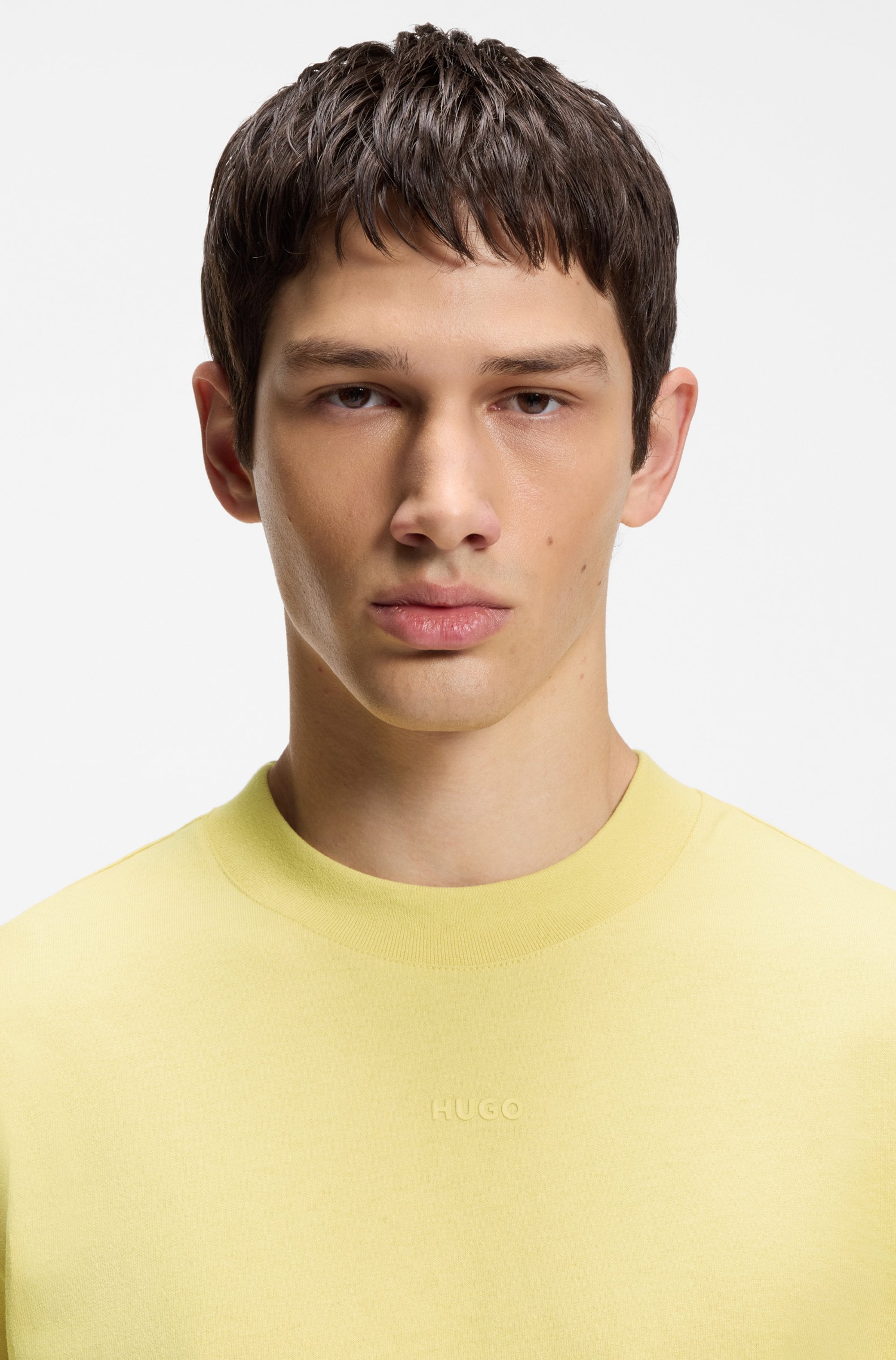 HUGO T-shirt Encolure ronde, coupe Relaxed Fit, imprimé logo