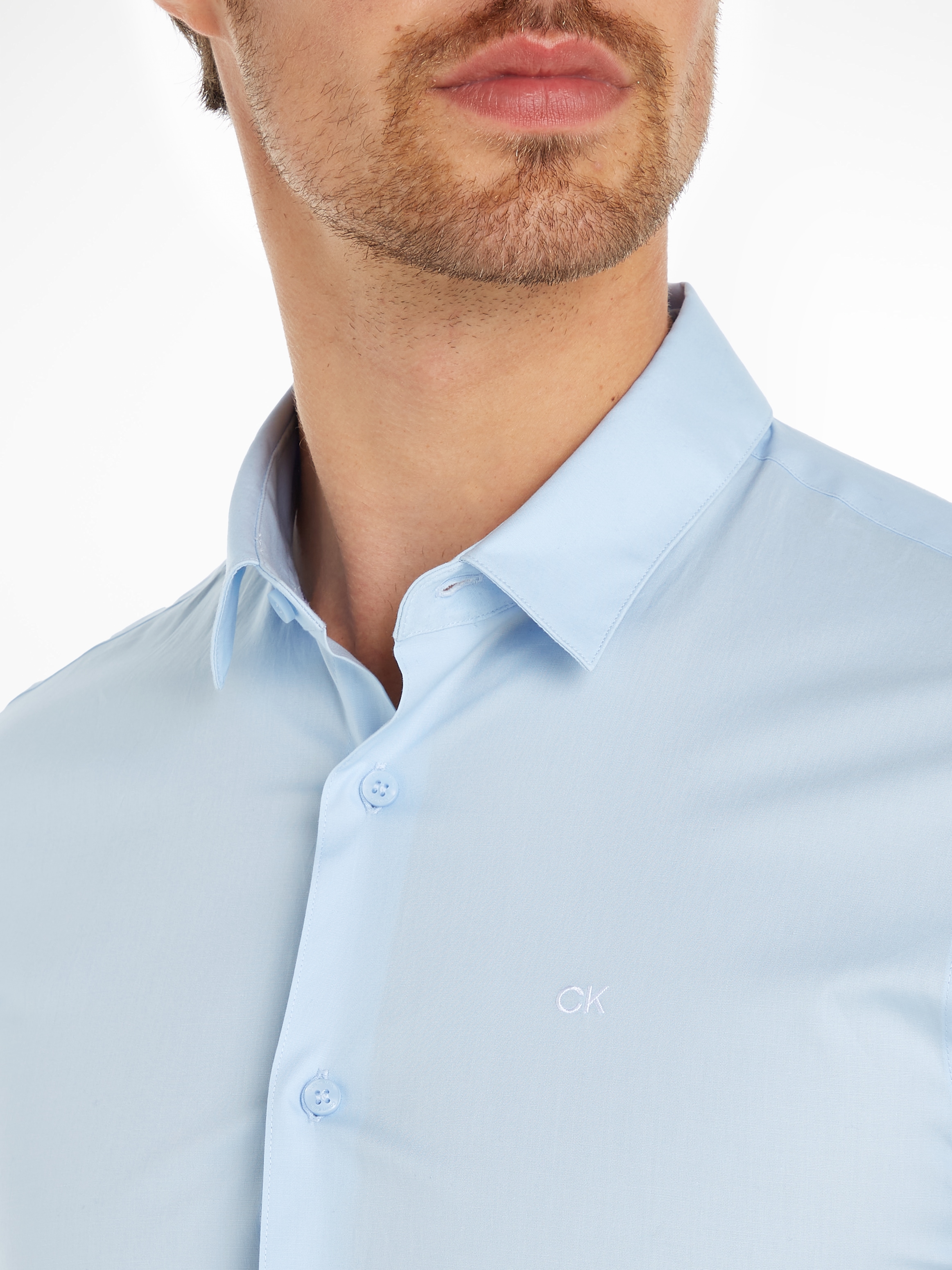 Calvin Klein Businesshemd »STRETCH POPLIN SLIM SHIRT«, mit Calvin Klein Logo auf der Brust