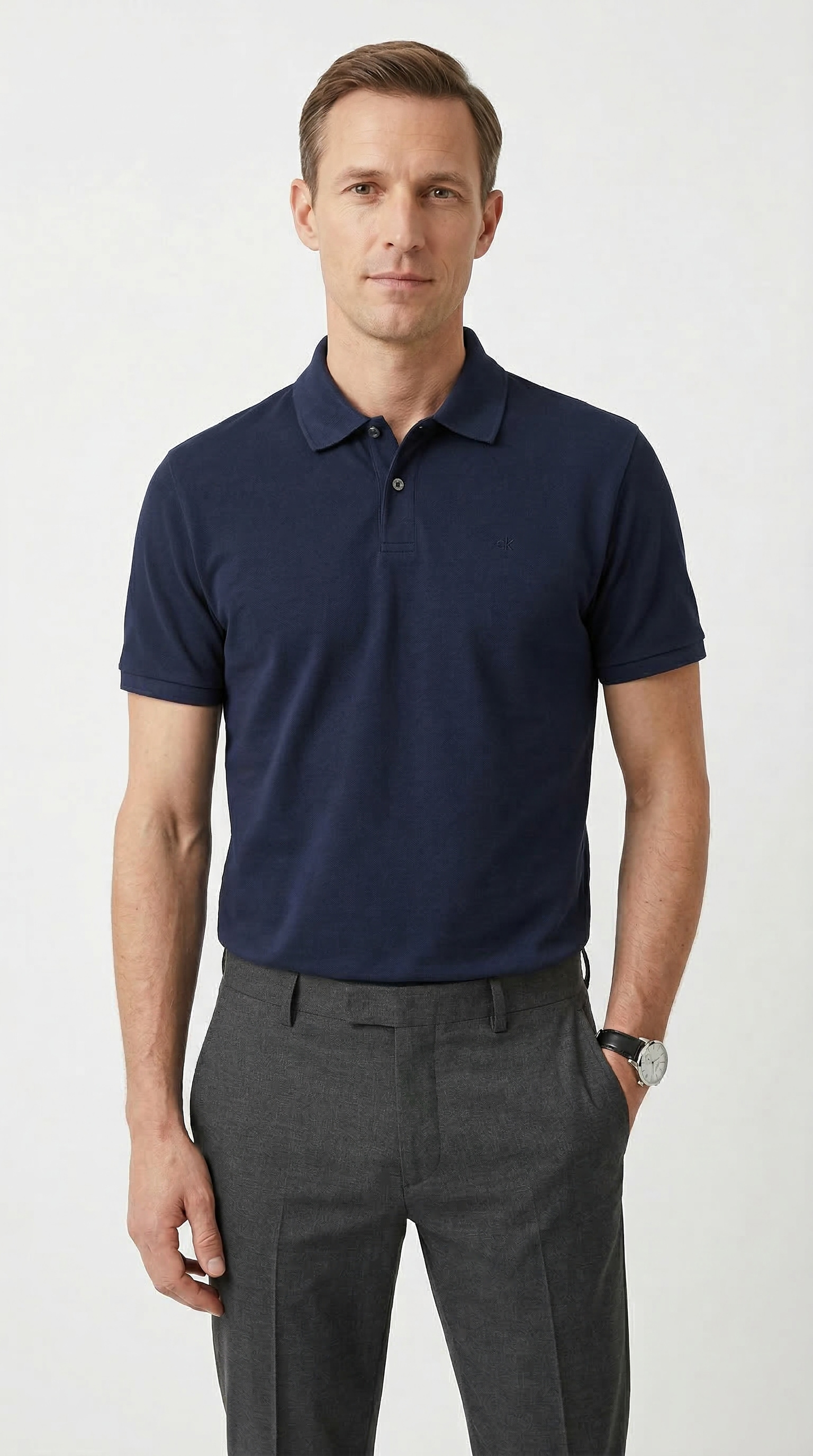 Image of Calvin Klein Poloshirt "SS RFND PQ TPPD CLSS" Mit Rundhalsausschnitt