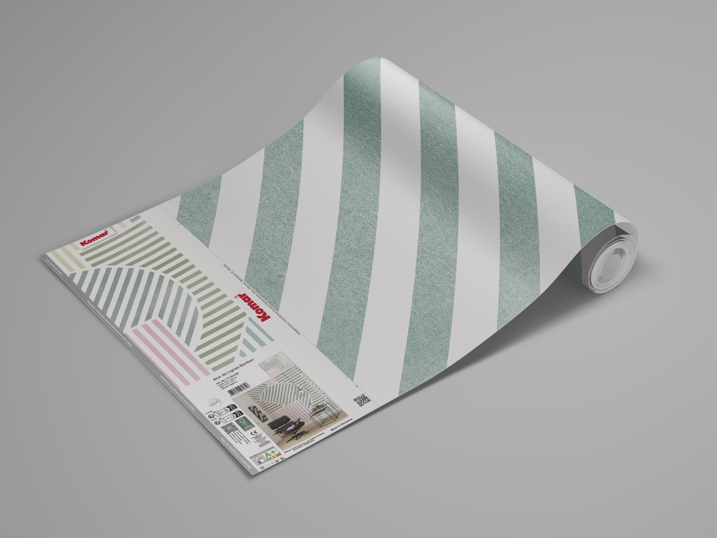 Komar Papier peint photo »Komar Vlies Fototapete - Jeux de Lignes Bonbon - Grösse 300 x 250 cm« imprimé