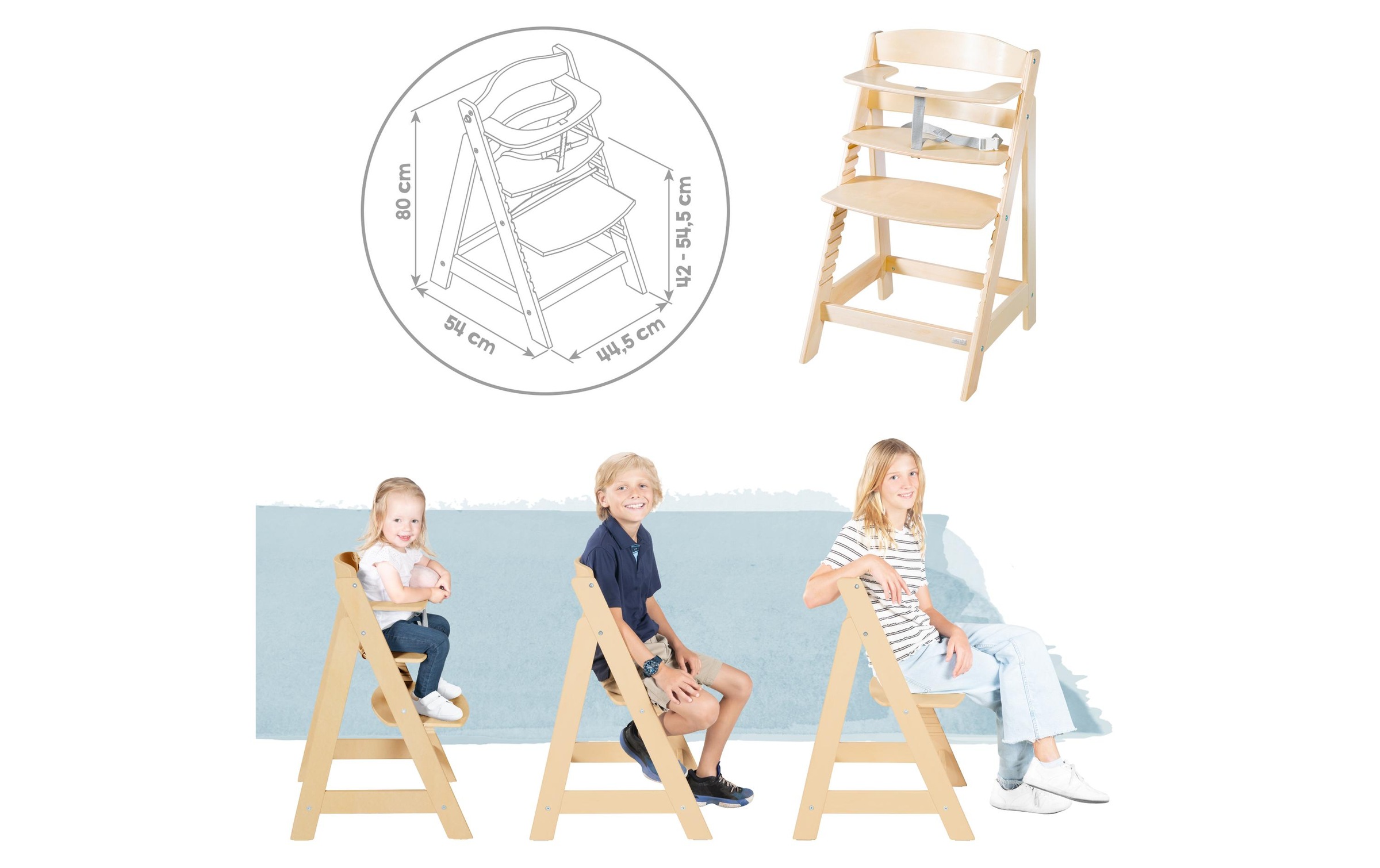 roba® Hochstuhl »Born up Set 2-in-1 Natur, Greyish gesteppt«