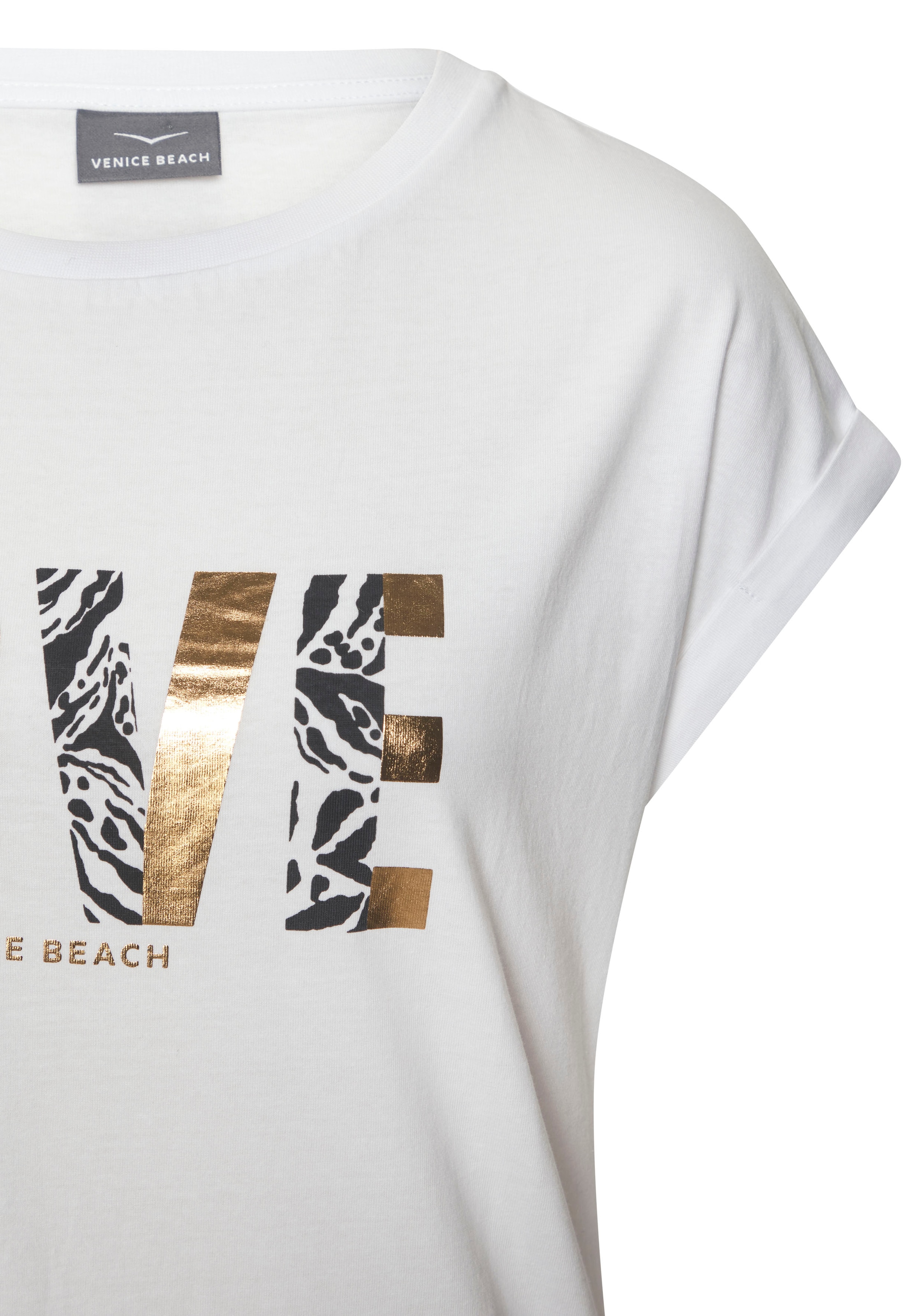 Venice Beach Kurzarmshirt, mit Frontprint, T-Shirt aus Baumwolle, lockere Passform