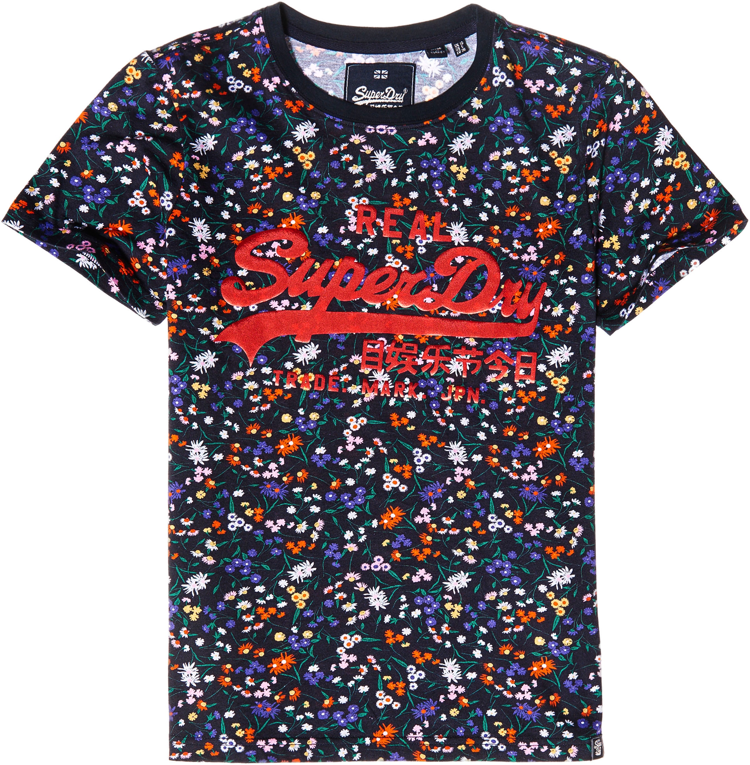 Image of Superdry T-Shirt »V LOGO FLORAL AOP ENTRY TEE«, mit floralem Alloverprint und glänzendem Logo bei Ackermann Versand Schweiz