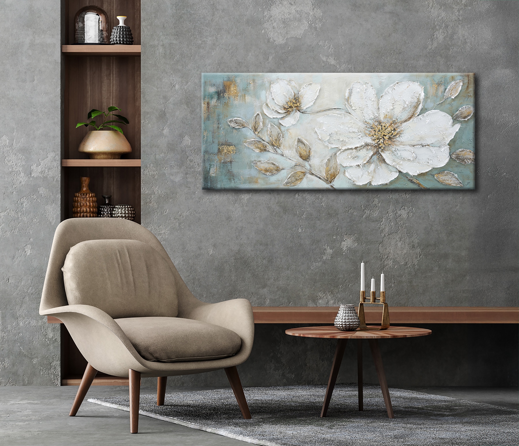 Bönninghoff Ölgemälde »handarbeit BLUMEN XXL 60x140 cm – Wandbild Kunst Deko modern« Blumen | Blumenbilder handgefertigt, jedes Bild ein Unikat