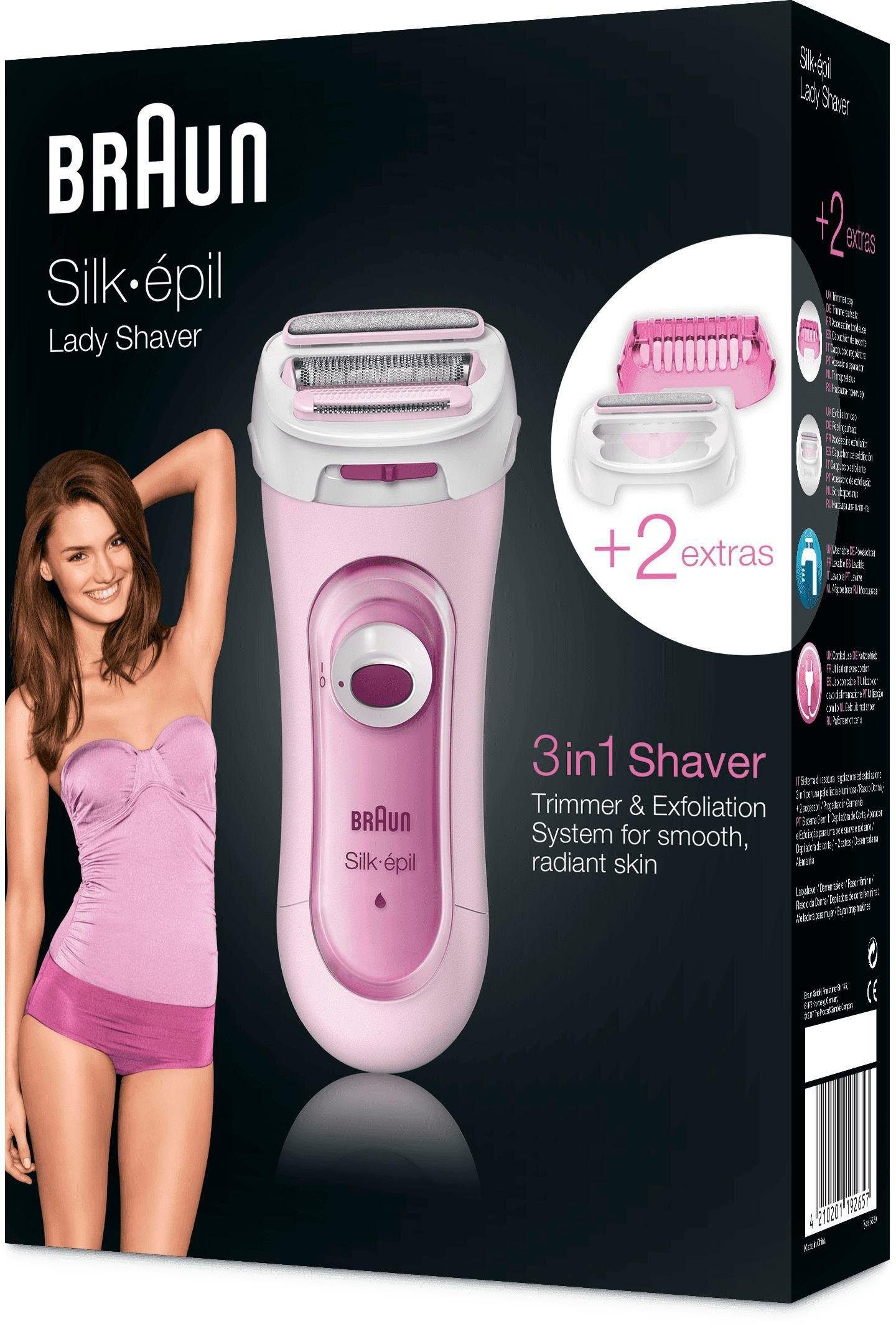 Braun Elektrorasierer »Silk-épil Lady Shaver 5-360 3-in-1«, Kabelgebundenes Gerät