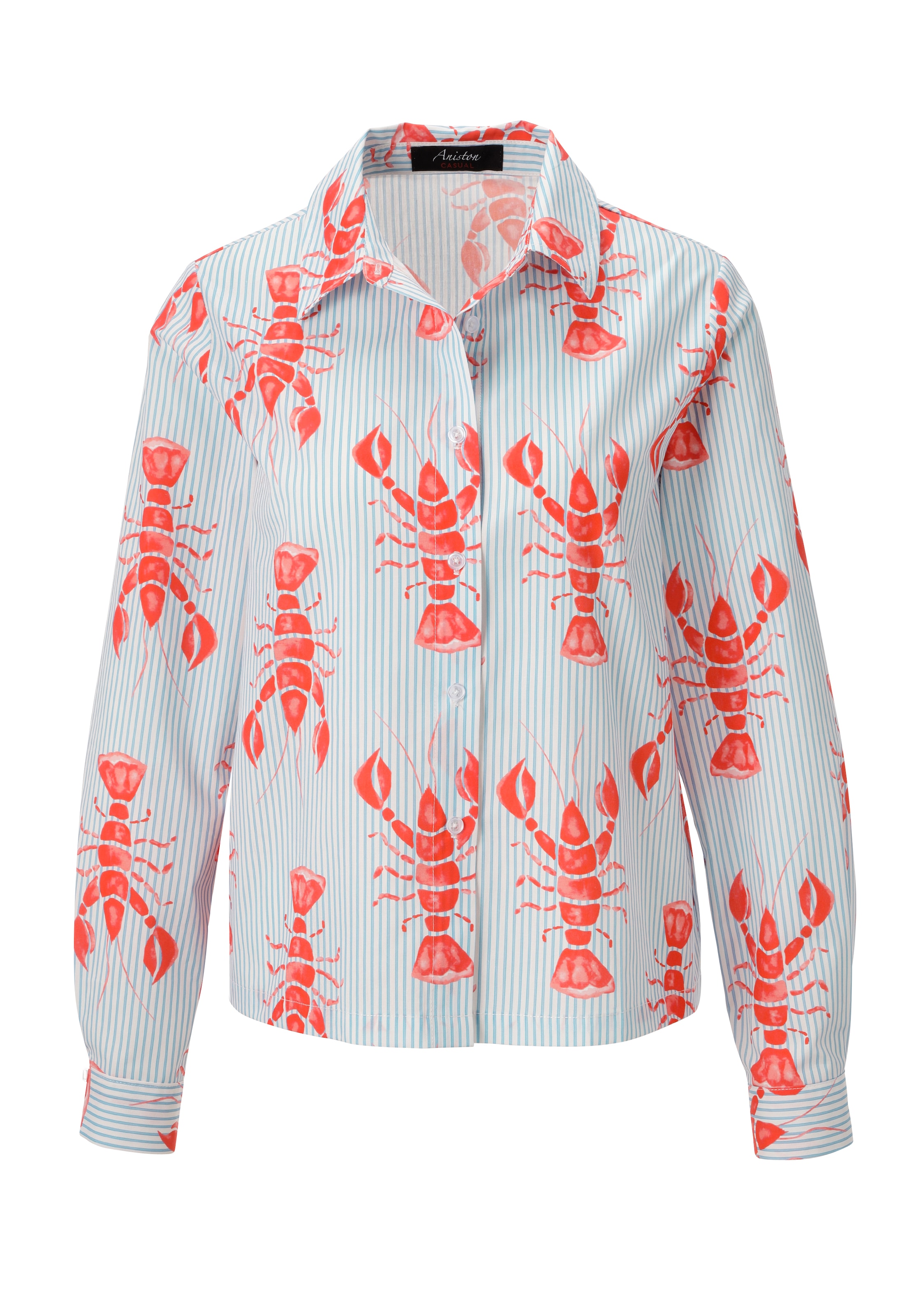 Aniston CASUAL Hemdbluse , gestreift und mit Krebsen bedruckt - NEUE KOLLEKTION