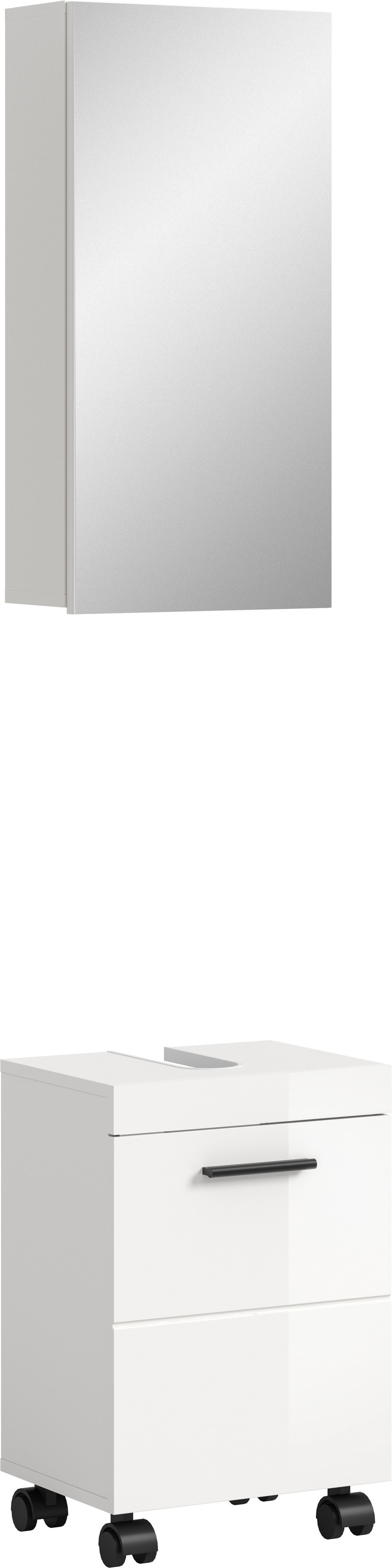 Image of welltime Badmöbel-Set "AVON, Breite 40 cm, 2-teilige moderne Badkombination, auf Rollen" bestehend aus: Waschbeckenunterschrank & Spiegelschrank, 2 Stk. tlg.