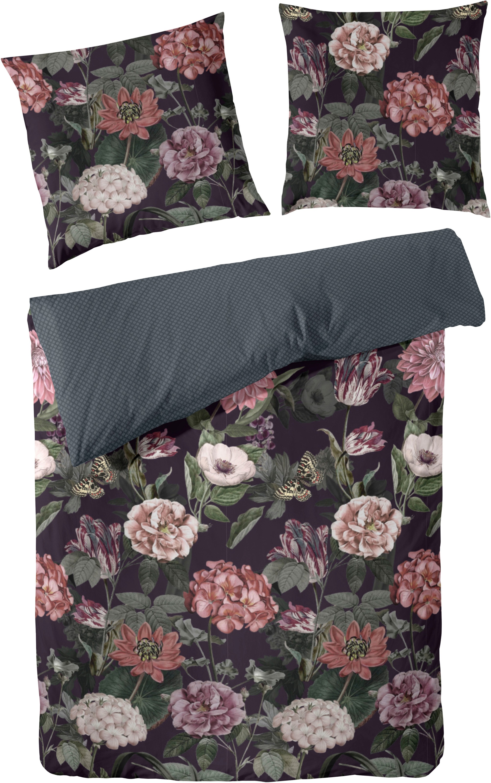 Image of Primera Bettwäsche "Mako-Satin Bettwäsche "Blümerant"" 2 Stk. Mit grossen Blumen