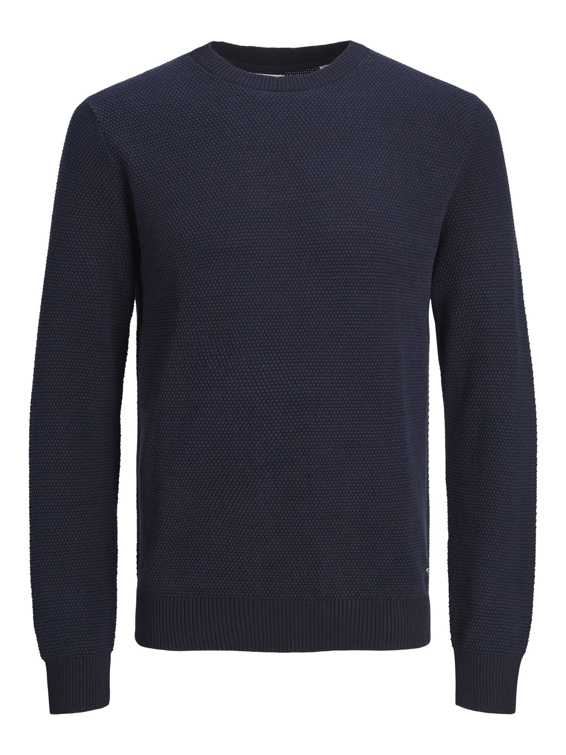 Jack & Jones Rundhalspullover »JJEGLOBE KNIT CREW NECK NOOS«, in Strick Optik