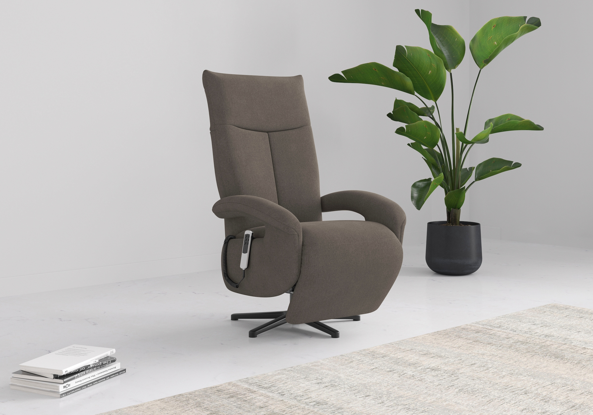 sit&more TV-Sessel »Zoe, inkl. Kopfteilverstellung & 360° Drehfunktion« wahlweise mit 2 Motoren, Akku & Aufstehhilfe