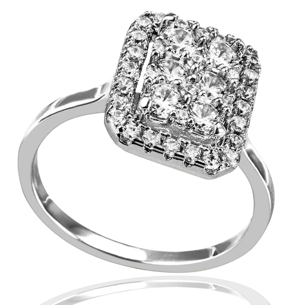 Image of goldfarbenmaid Silberfarbenring, 925/- Sterlingsilberfarben 40 Zirkonia Paveé bei Ackermann Versand Schweiz