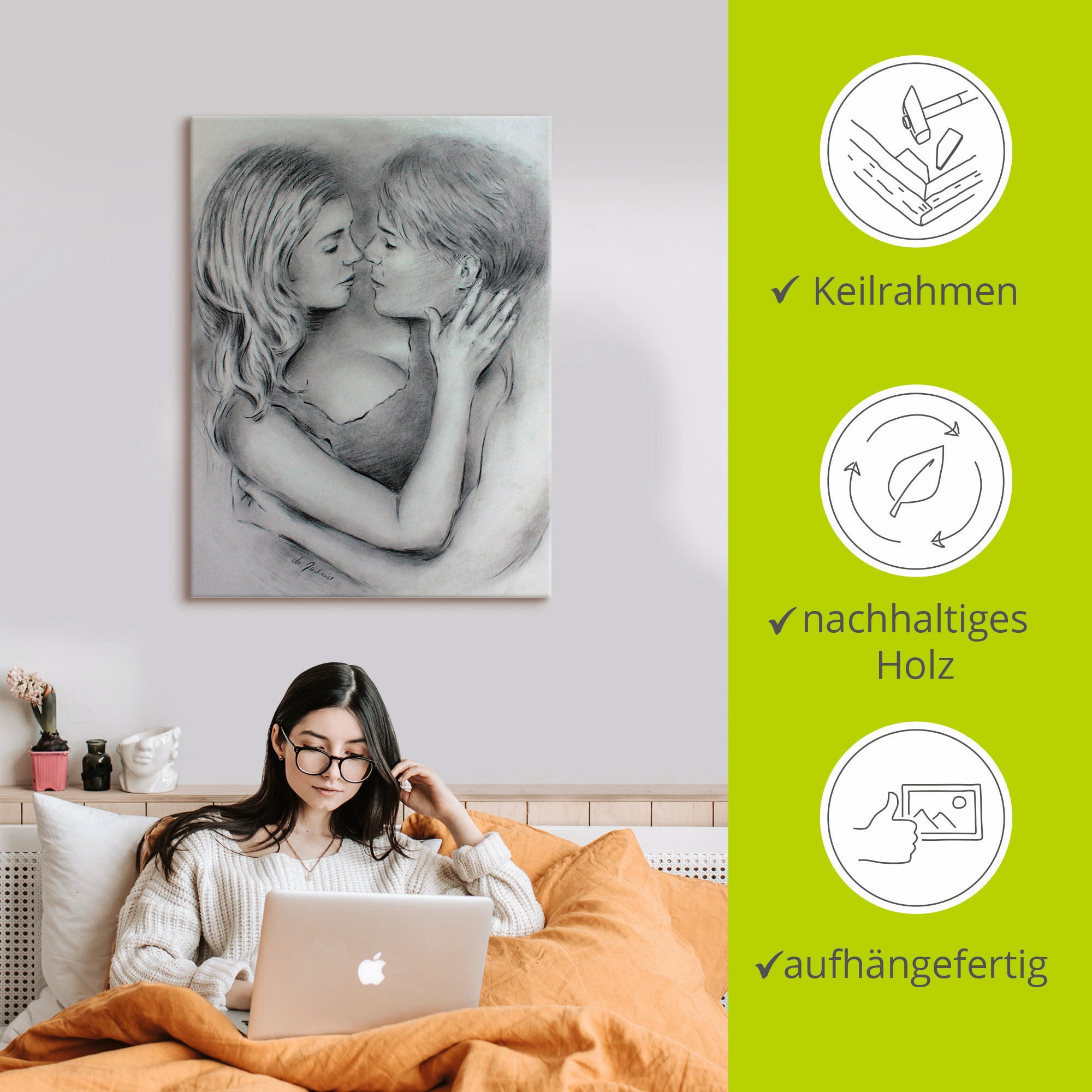 Artland Wandbild »Liebesgeflüster«, Paar, (1 St.), als Leinwandbild, Poster in verschied. Grössen