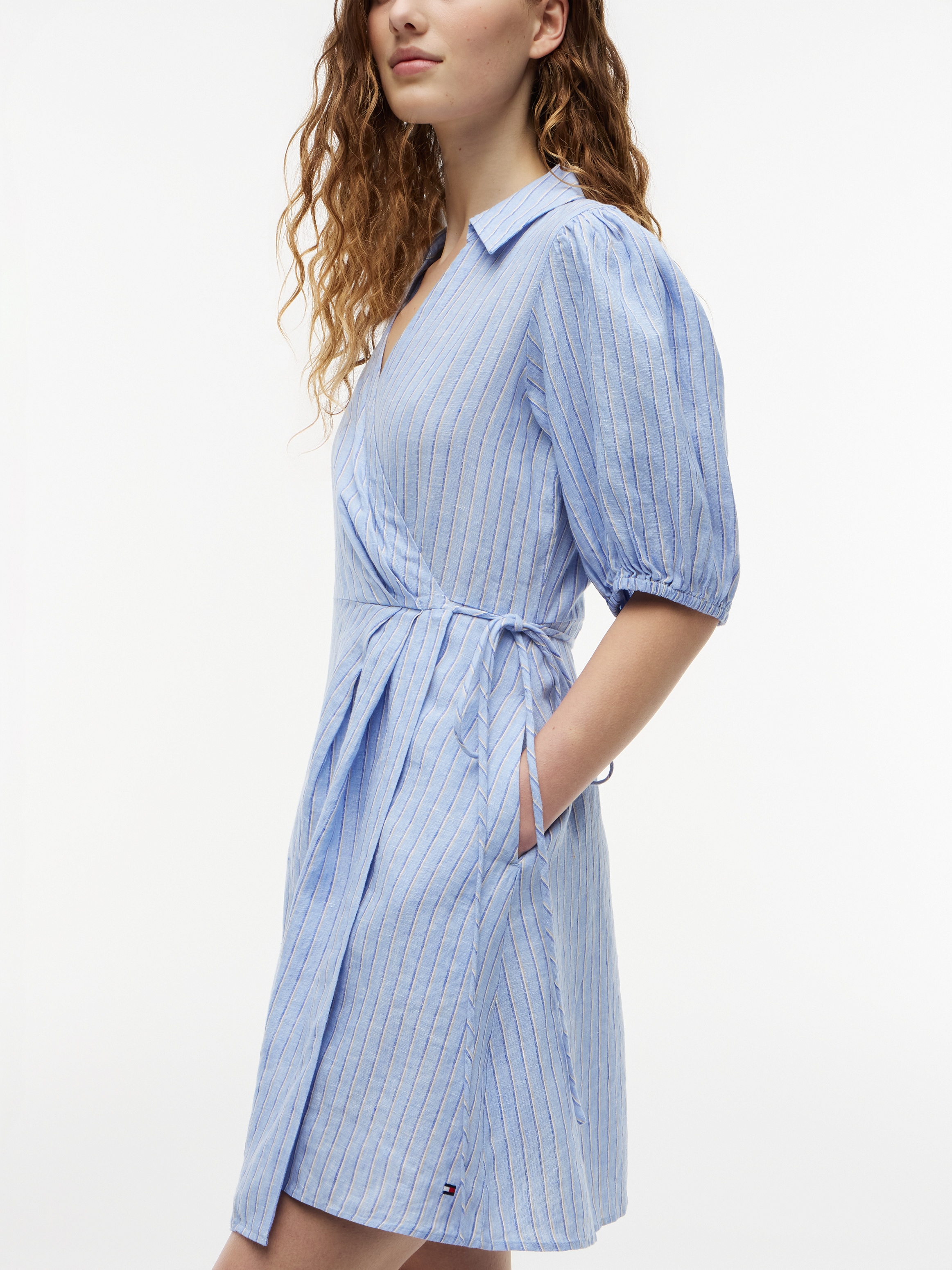 Tommy Hilfiger Wickelkleid »SUMMER LINEN WRAP TIE SHORT DRS« reines Leinen