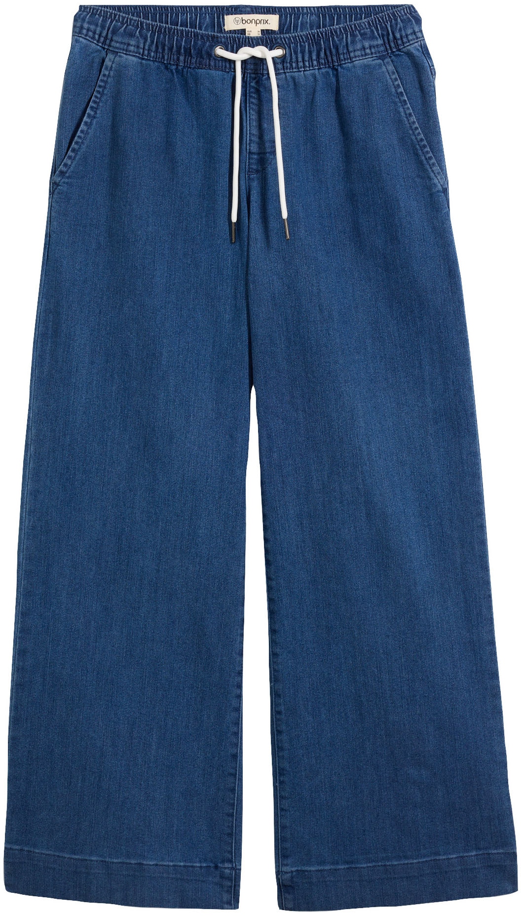 bonprix »Wide Leg Jeans Mid Waist, Stretch« Loose Fit Passform, mit elastischem Bund und Tunnelzug