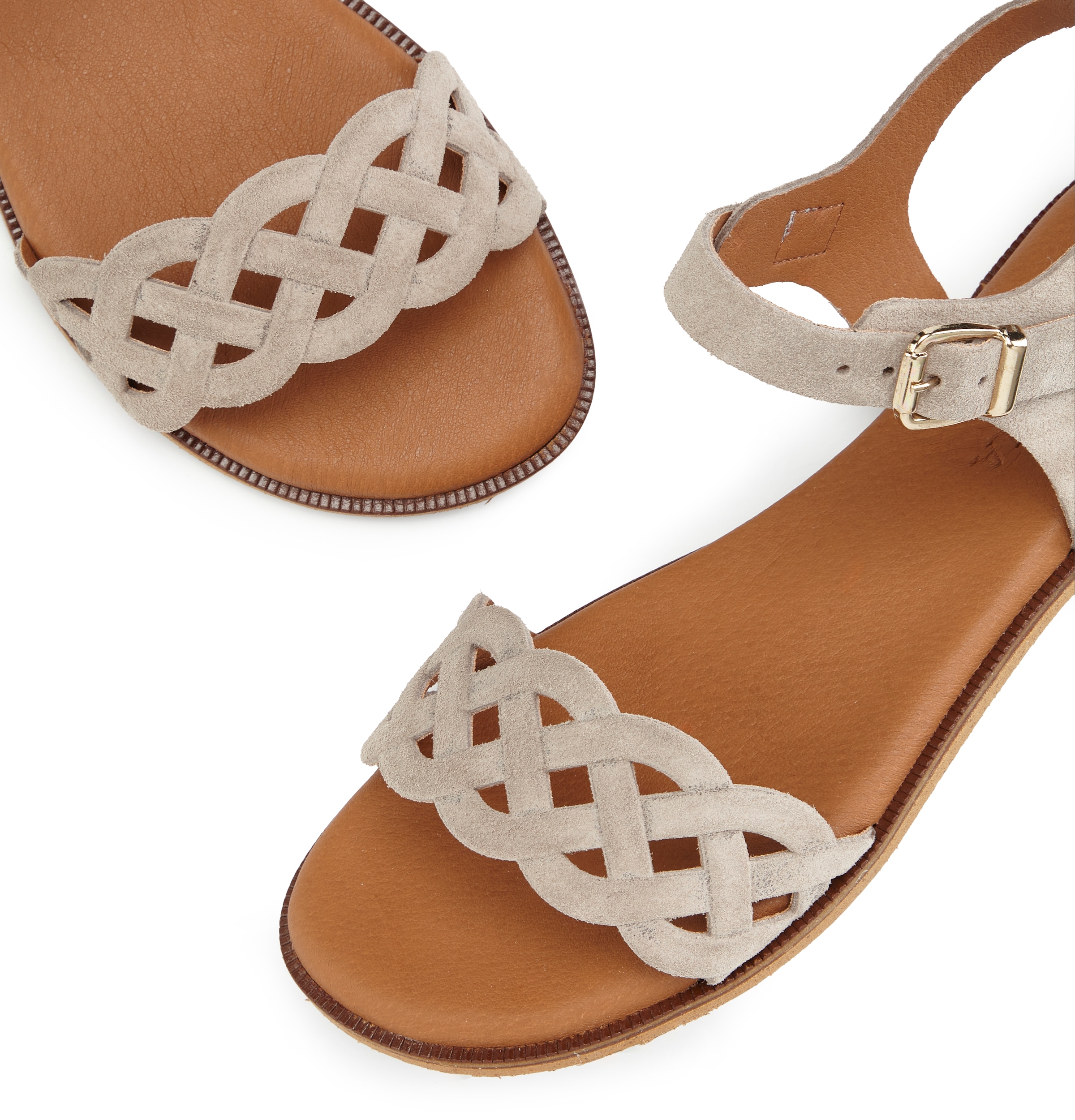 LASCANA Sandale »Sommerschuh«  Sandalette, Sommerschuh aus Leder mit Cut-Outs und weicher Innensohle