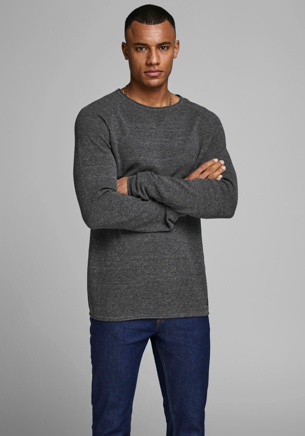 Image of Jack & Jones Rundhalspullover "JJEHILL Pullover mit angenehmem Tragegefühl" Modisch, schmal, Baumwolle, Rundhals