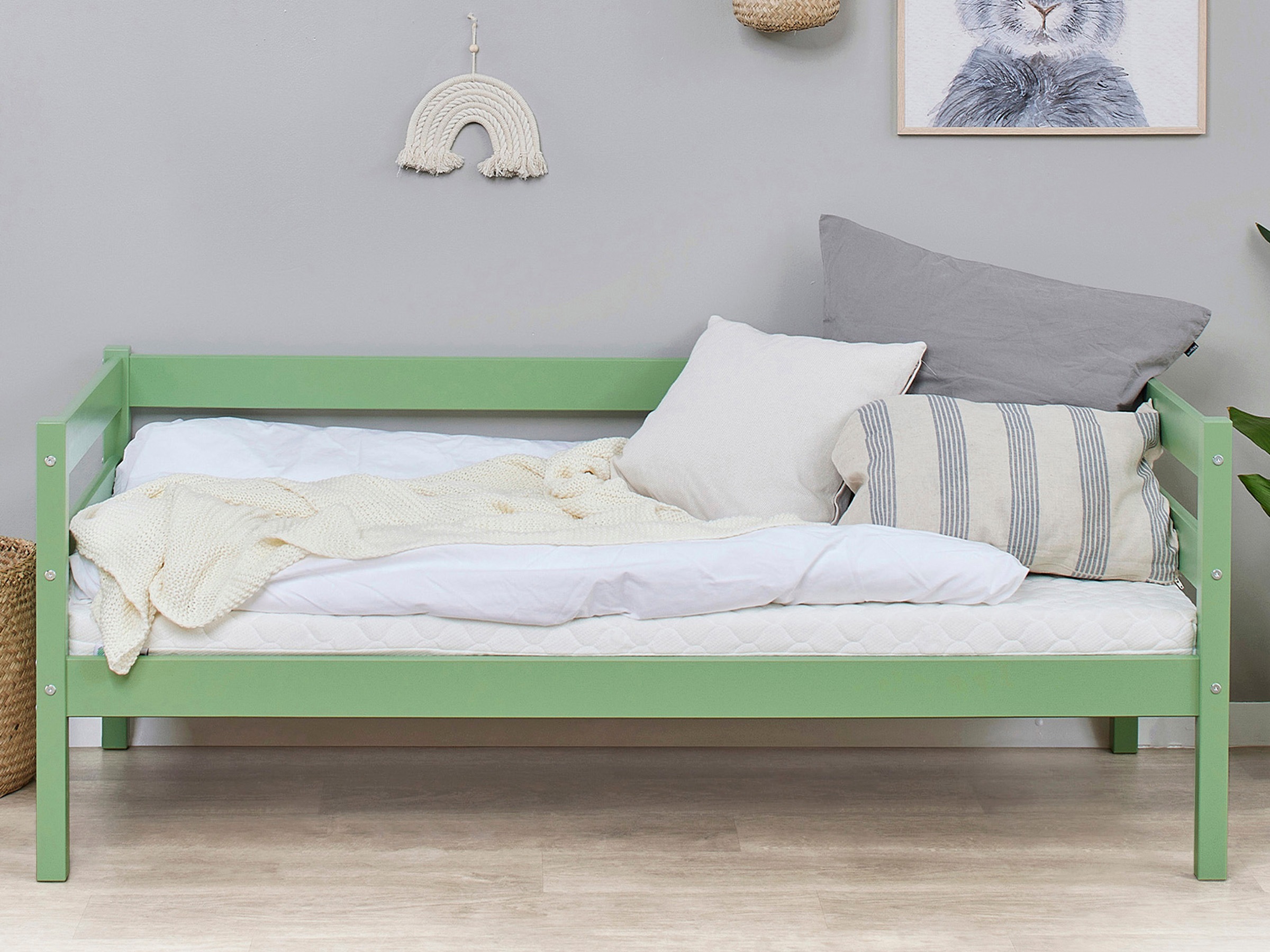 Hoppekids Einzelbett »ECO Comfort Kinderbett, Kiefer Massivholz, Jugendbett inkl. Rollrost«, 70x160 cm, wahlweise in verschieden Farben/ Matratze/ Absturzsicherung