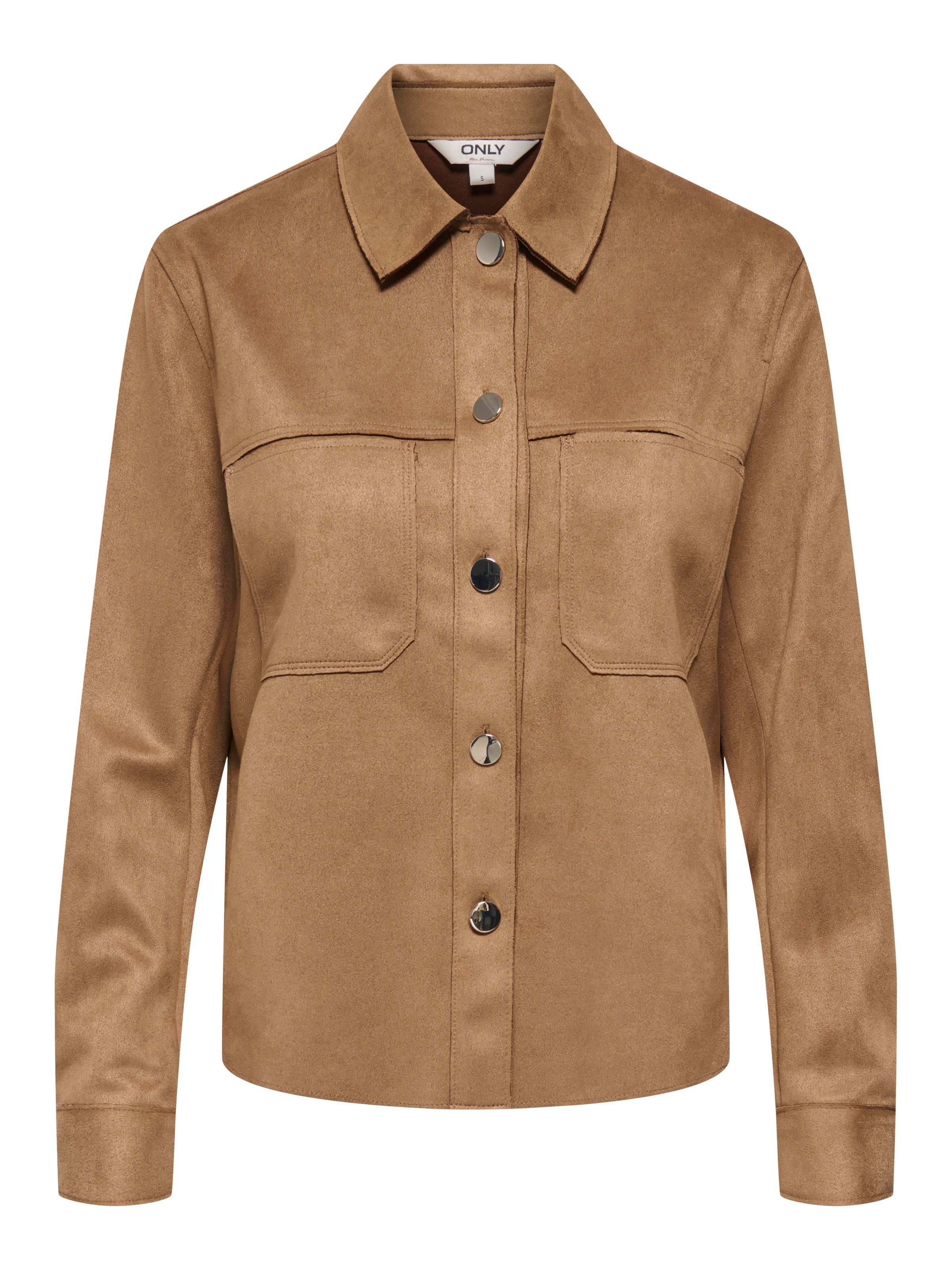 Image of ONLY Hemdbluse "ONLMIRA L/S FAUX SUEDE SHIRT PNT" Materialmix, regular fit