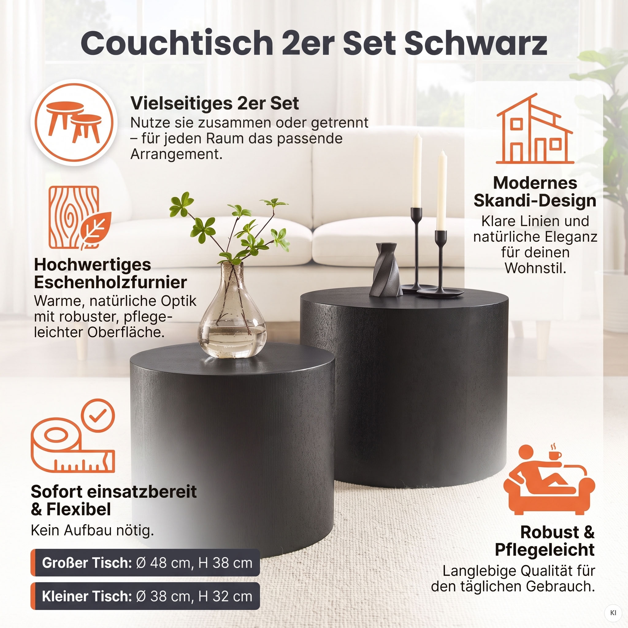 SalesFever Couchtisch »Coffeetable im 2er-Set: Stilvoller Mittelpunkt« 2 Stk. tlg. mit Holzfurnier