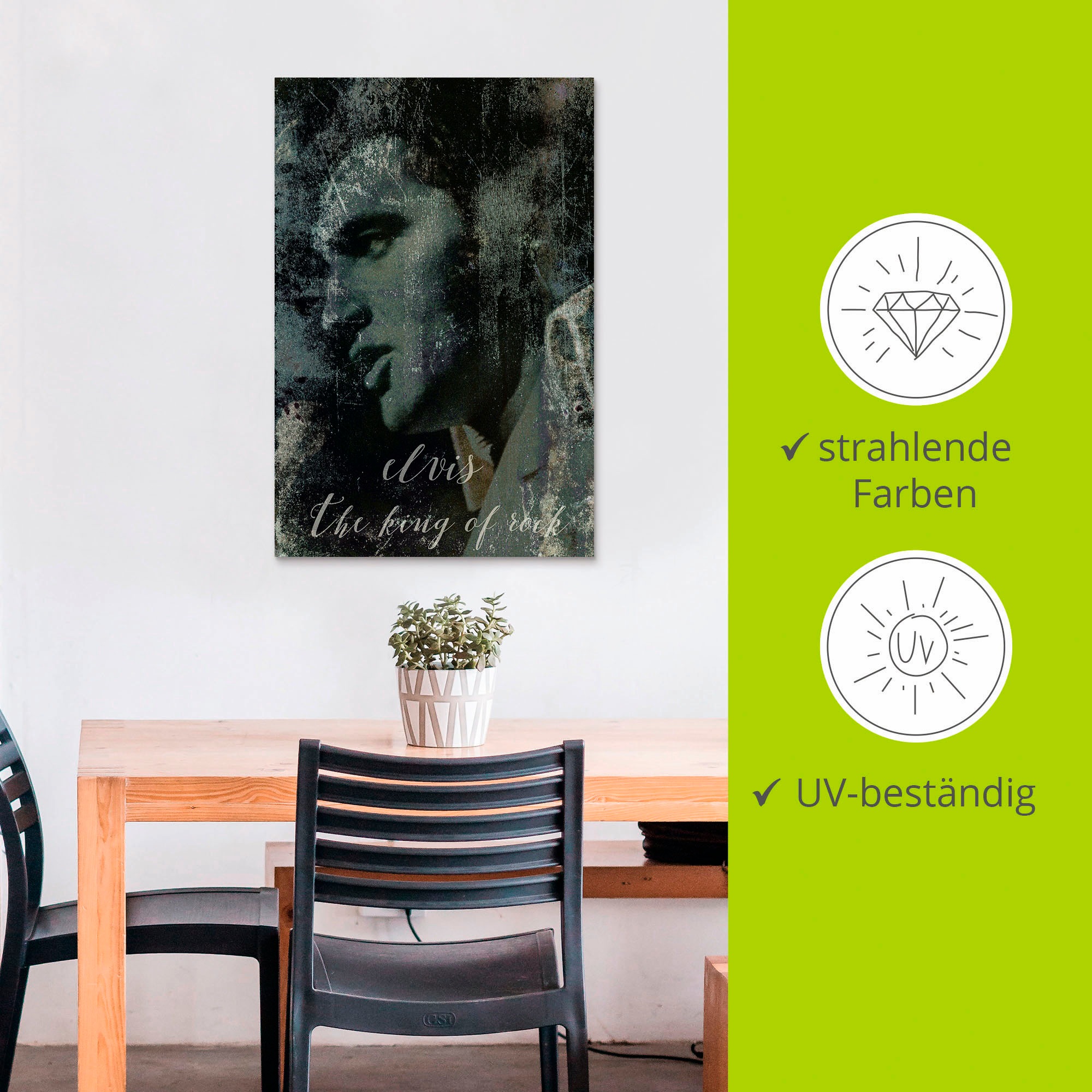 Artland Wandbild »Elvis the King« Musiker 1 Stk. tlg. als Alubild, Outdoorbild, Leinwandbild, Poster, Wandaufkleber